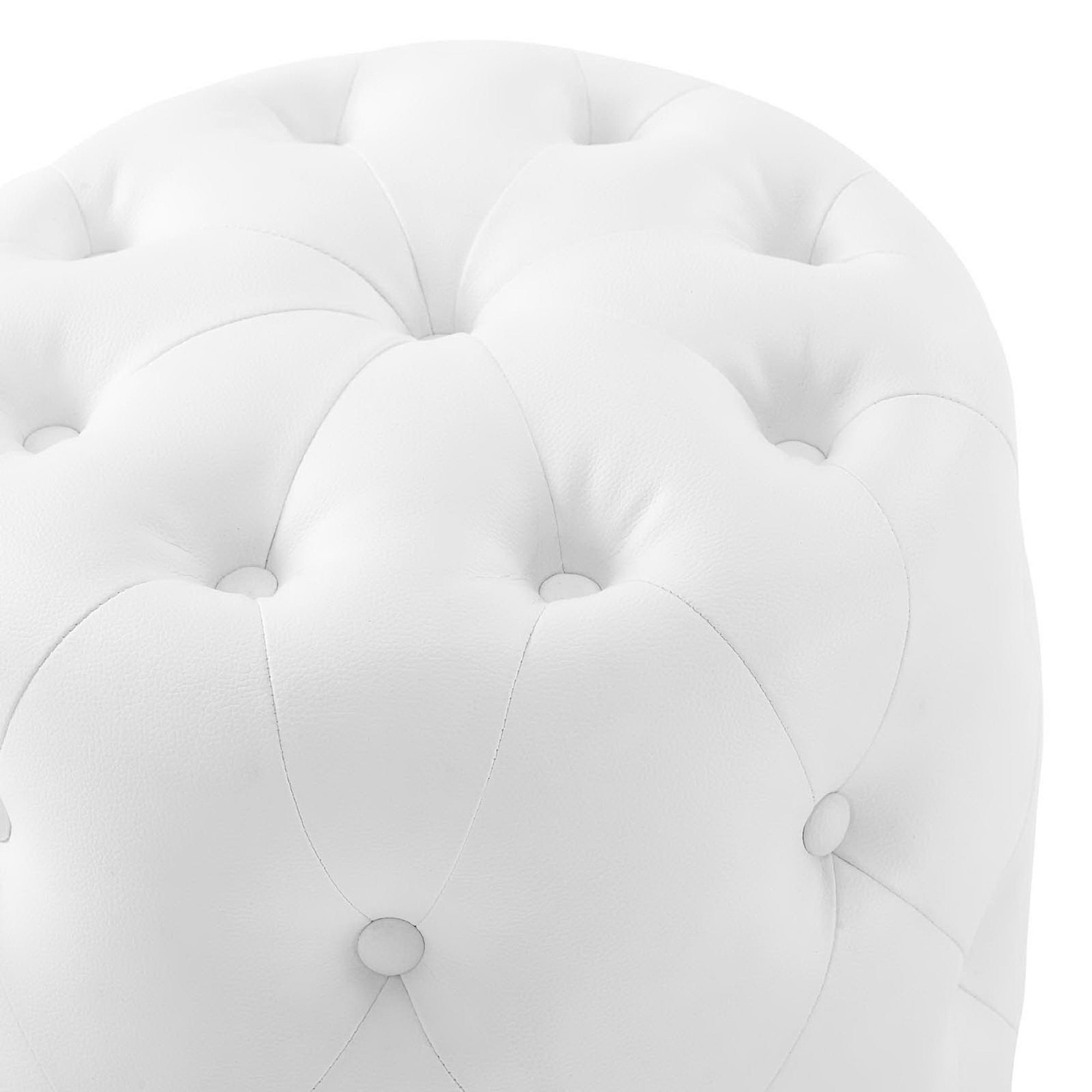 Modway Amour Tufted Button Round Faux Leather Ottoman