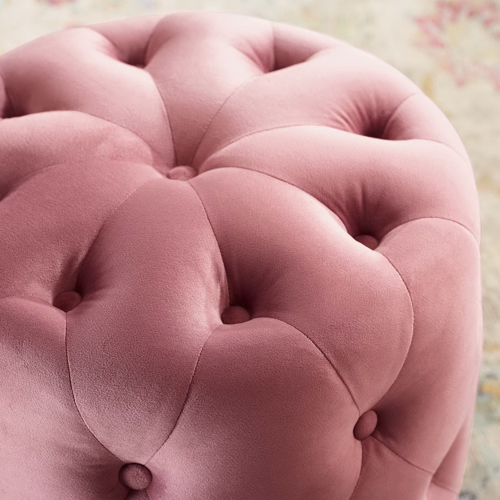 Modway Amour Tufted Button Round Performance Velvet Ottoman