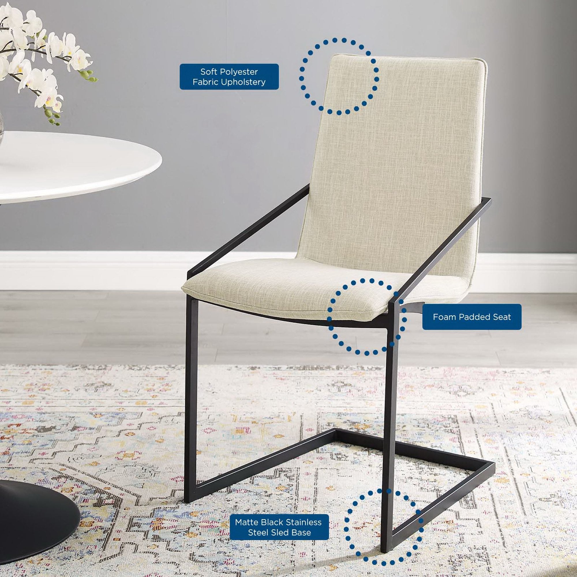 Modway Pitch Upholstered Fabric Dining Armchair