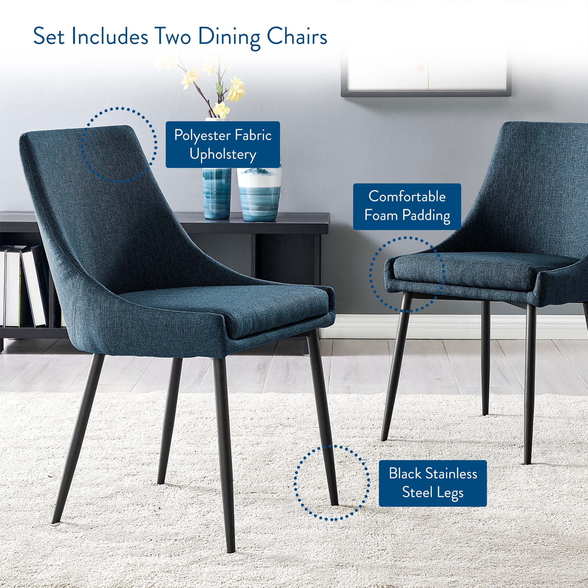 Modway Viscount Upholstered Fabric Dining Chairs Set of 2