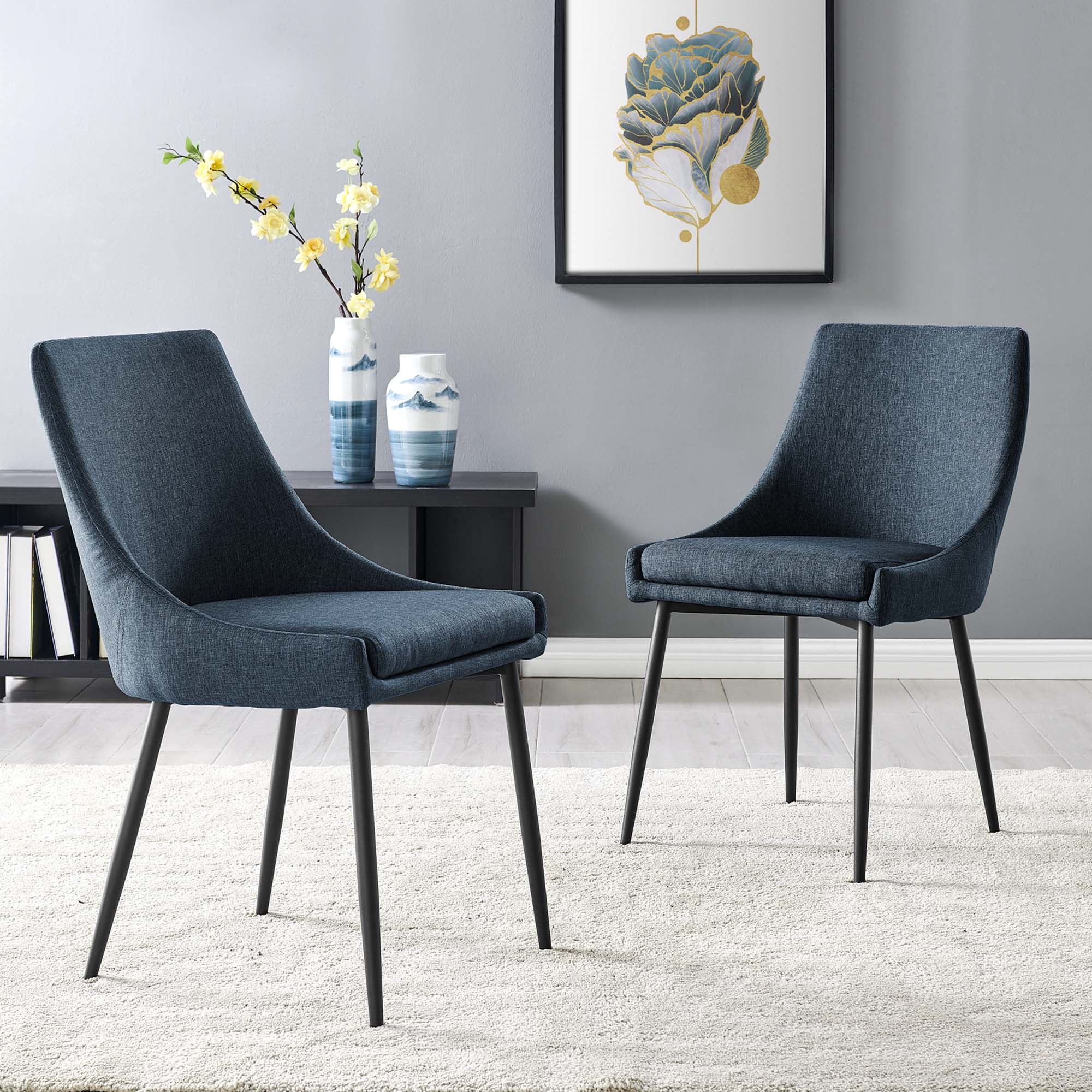 Modway Viscount Upholstered Fabric Dining Chairs Set of 2