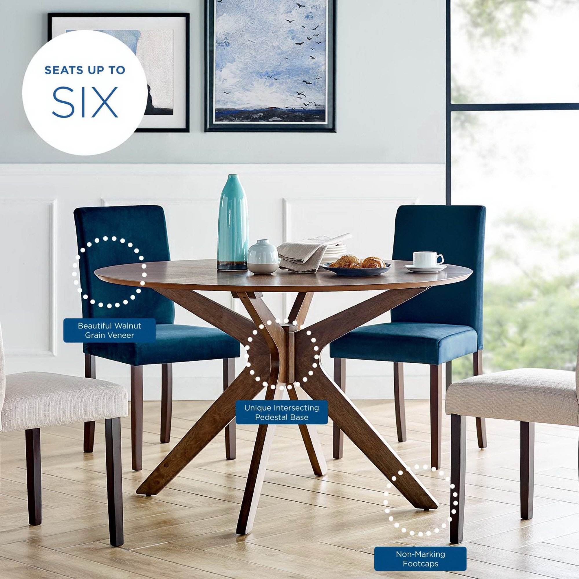 Modway Crossroads 47" Round Wood Dining Table