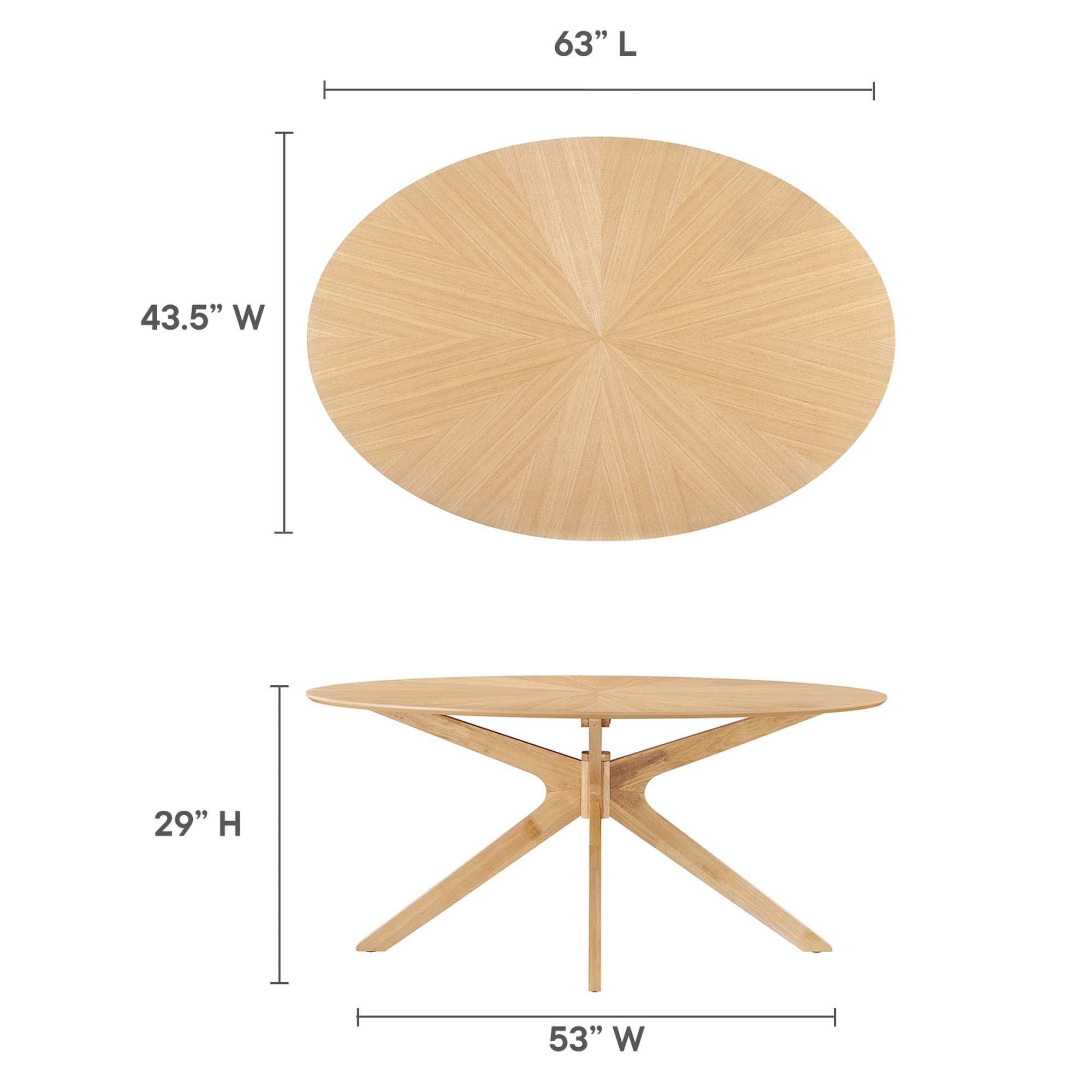 Modway Crossroads 63" Oval Wood Dining Table