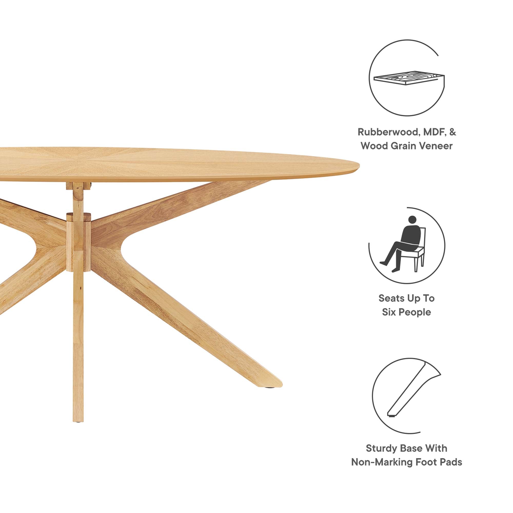 Modway Crossroads 71" Oval Wood Dining Table