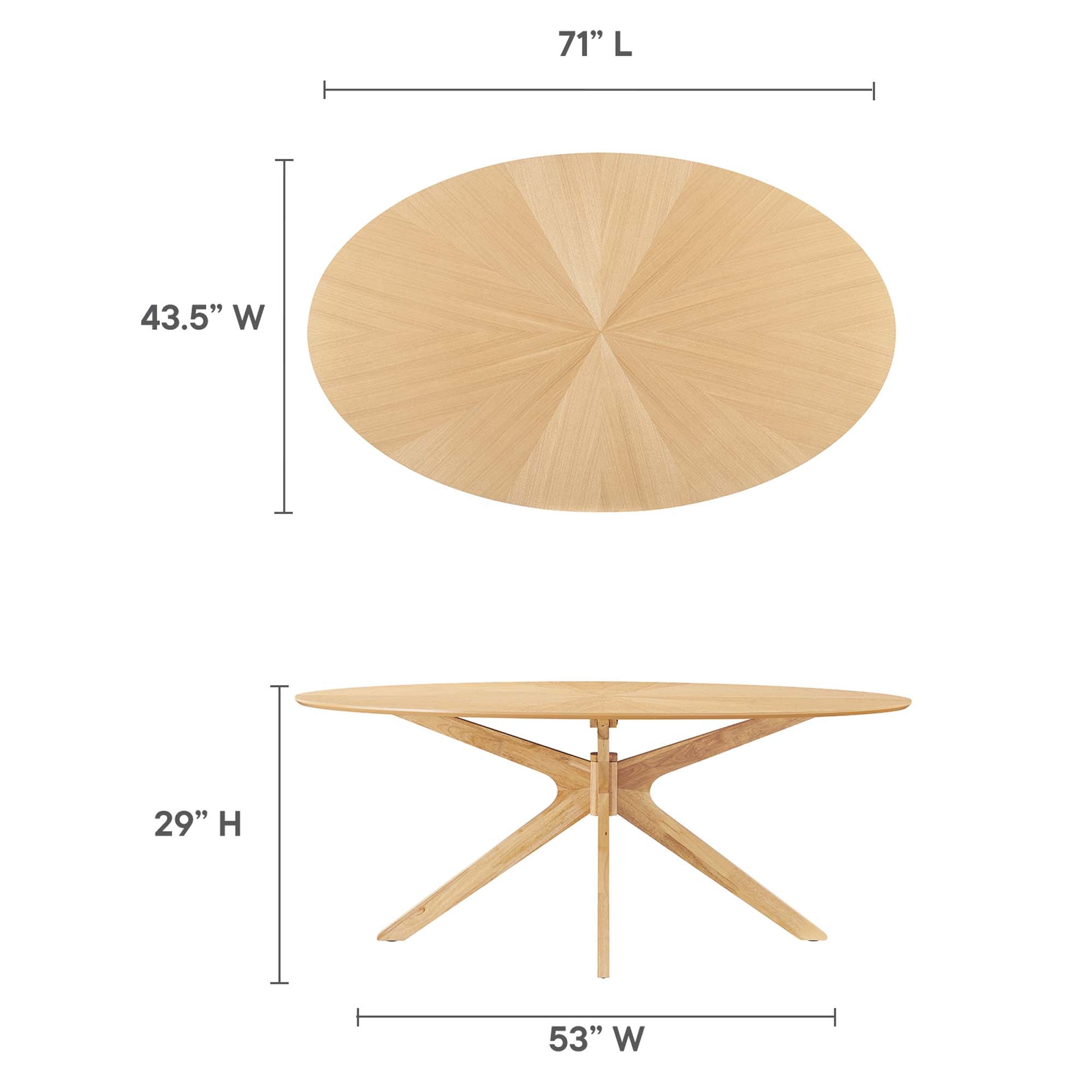 Modway Crossroads 71" Oval Wood Dining Table