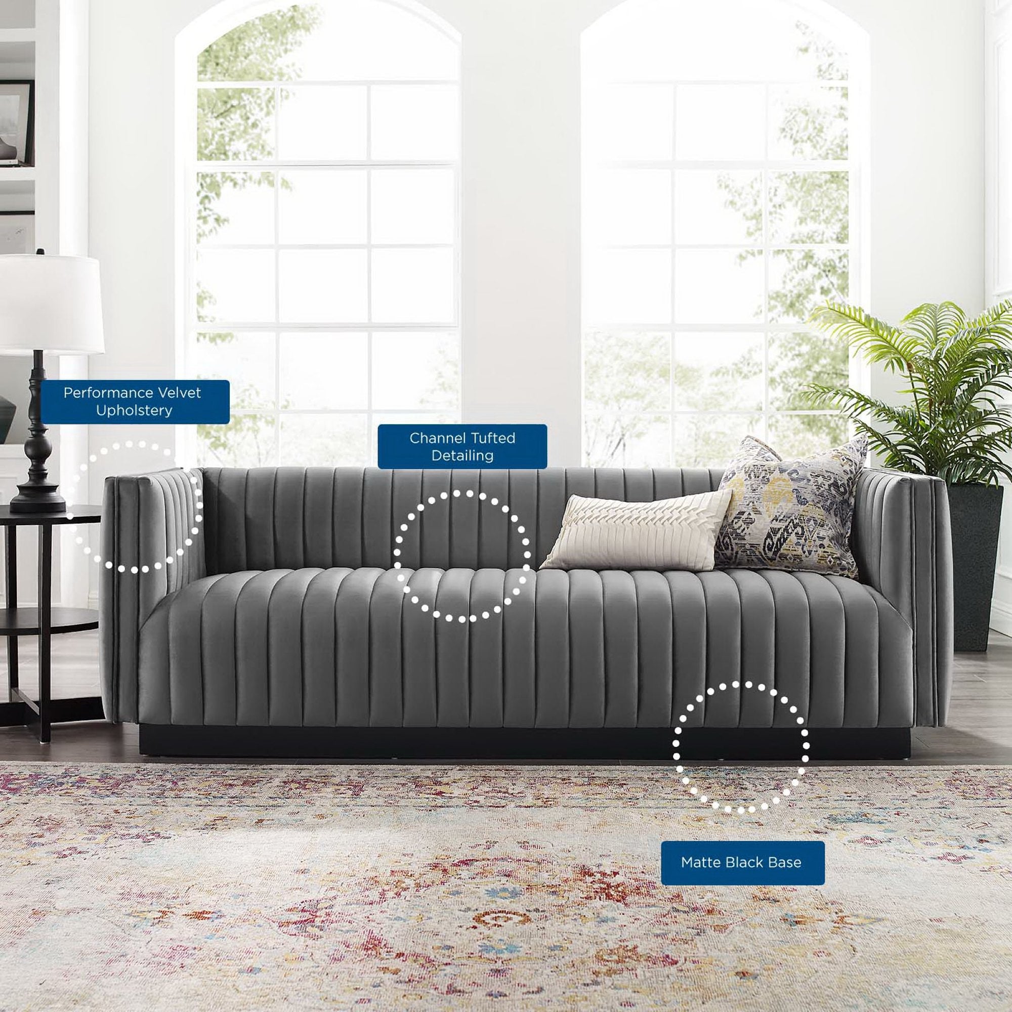 Modway Conjure Channel Tufted Velvet Sofa