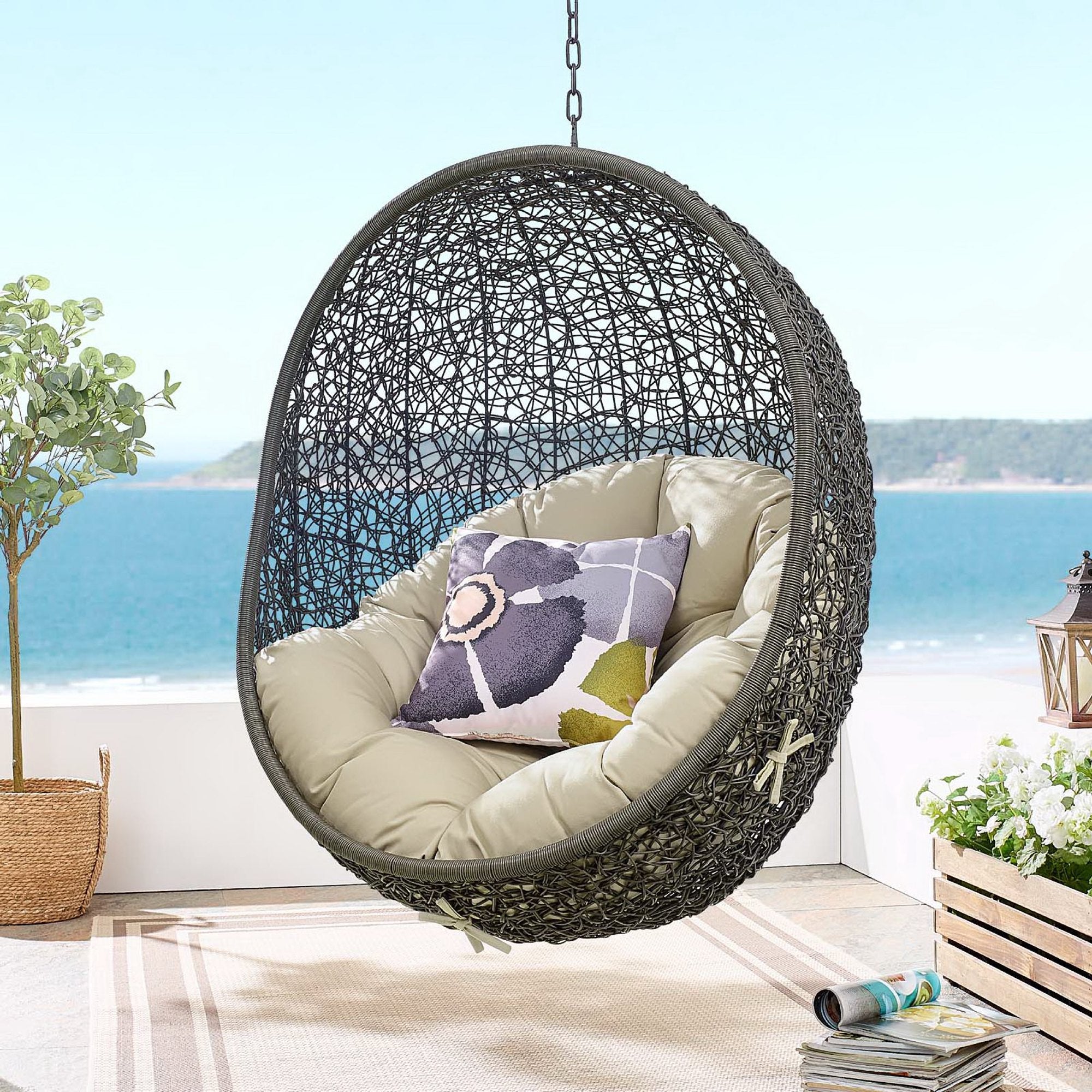 Modway Hide Outdoor Patio Sunbrella® Swing Chair With Stand