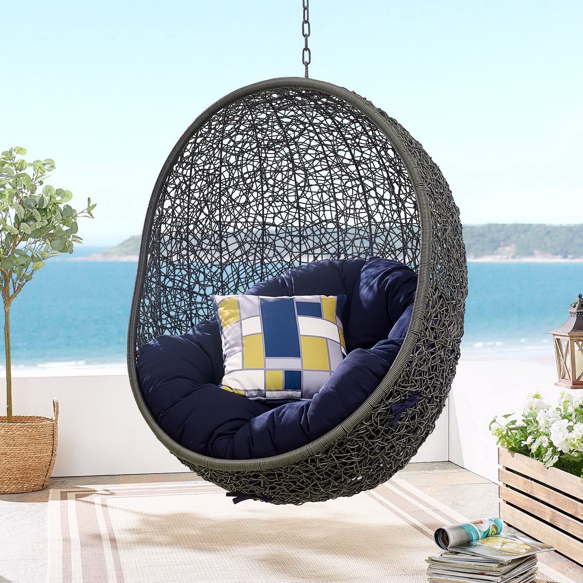 Modway Hide Outdoor Patio Sunbrella® Swing Chair With Stand