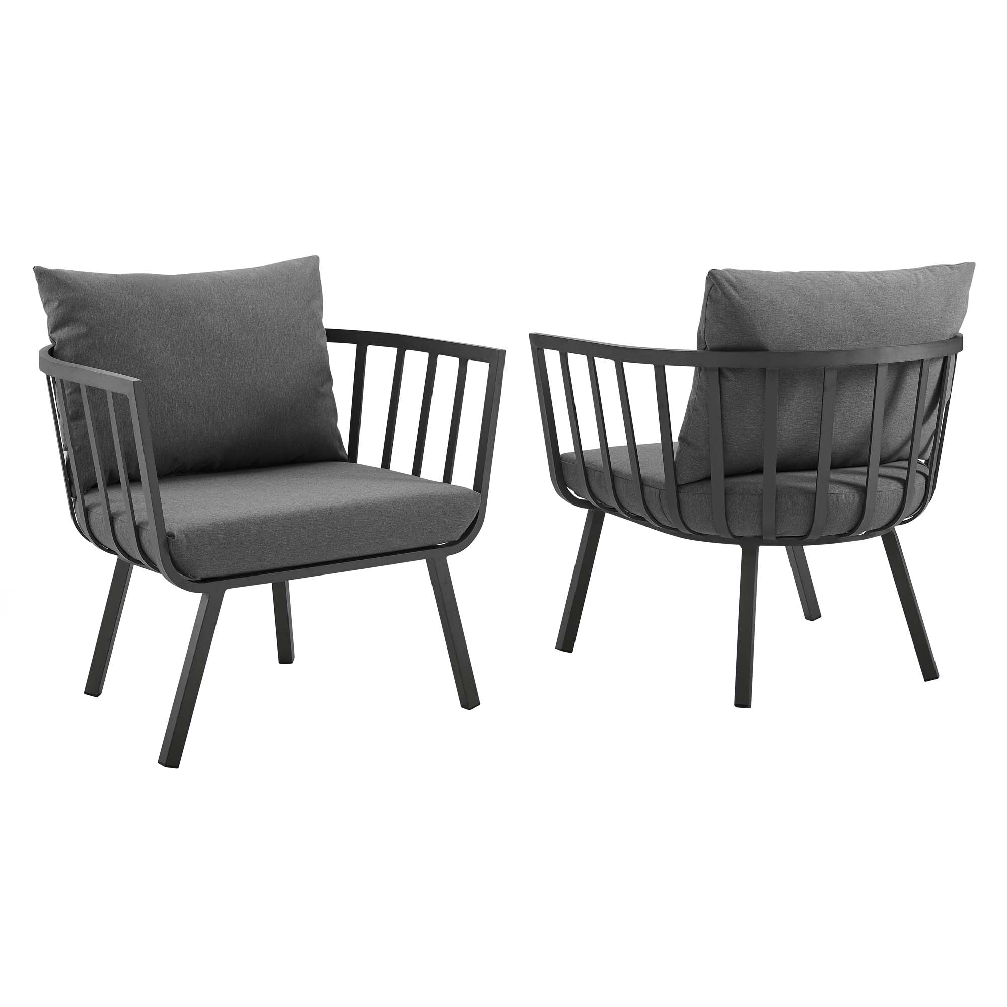 Modway Riverside Outdoor Patio Aluminum Armchair Set of 2