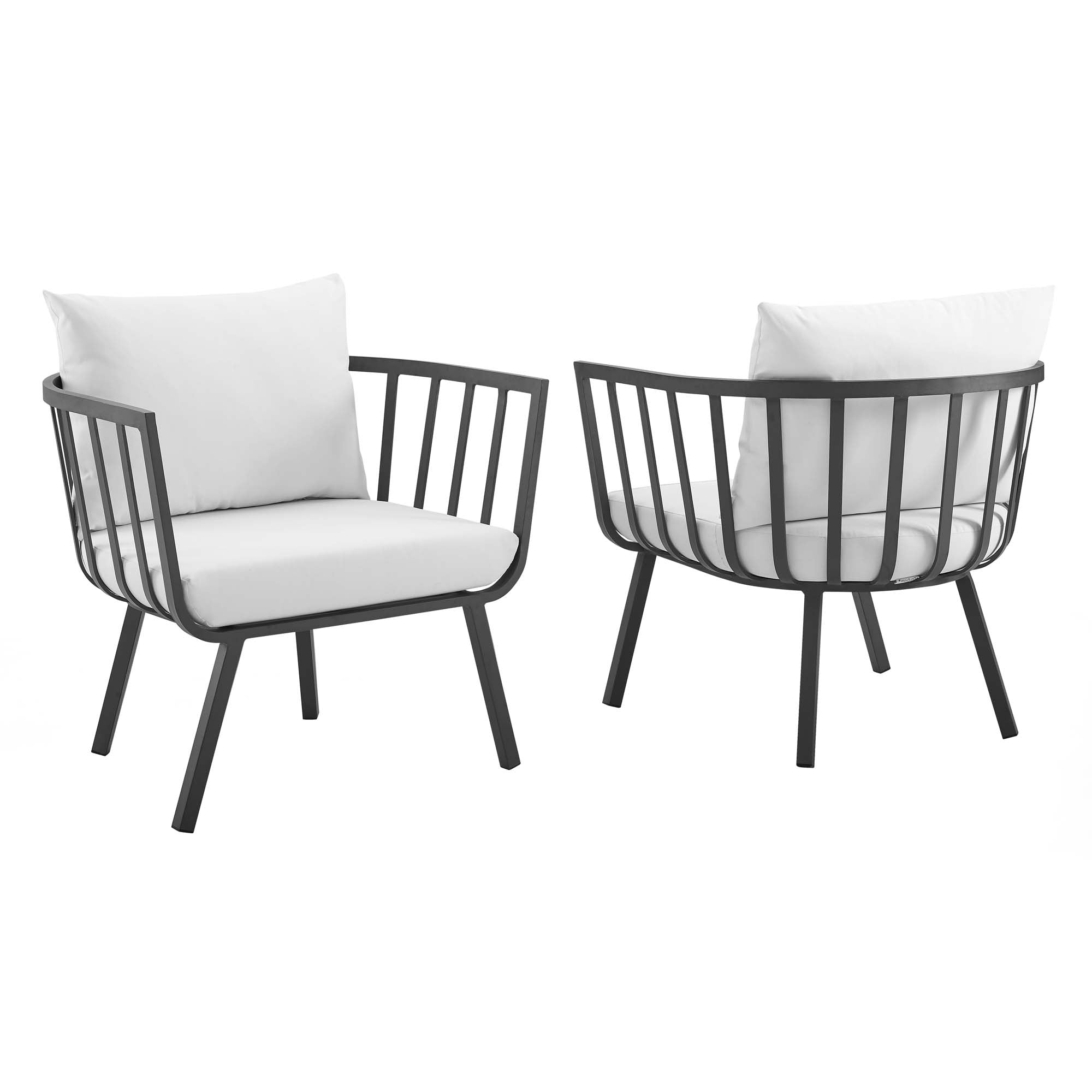 Modway Riverside Outdoor Patio Aluminum Armchair Set of 2