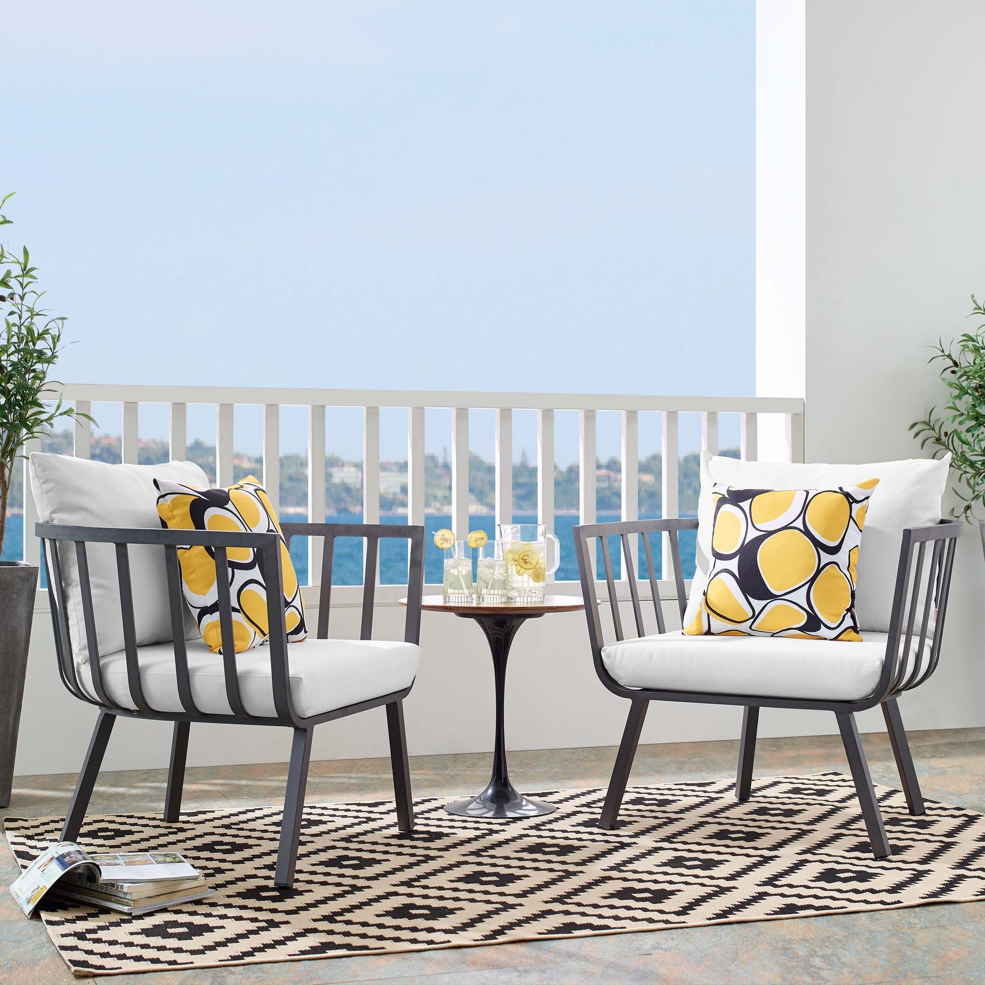 Modway Riverside Outdoor Patio Aluminum Armchair Set of 2