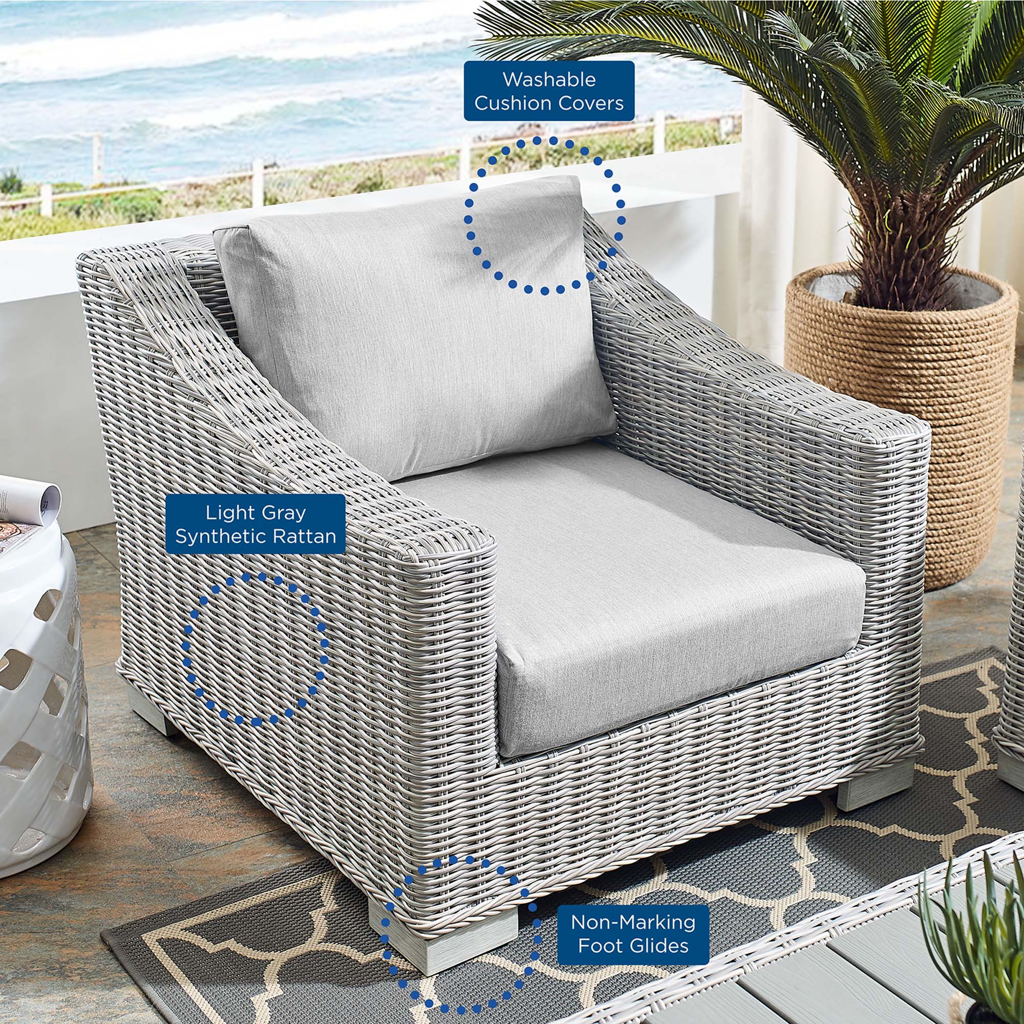 Modway Conway Sunbrella® Outdoor Patio Wicker Rattan Armchair