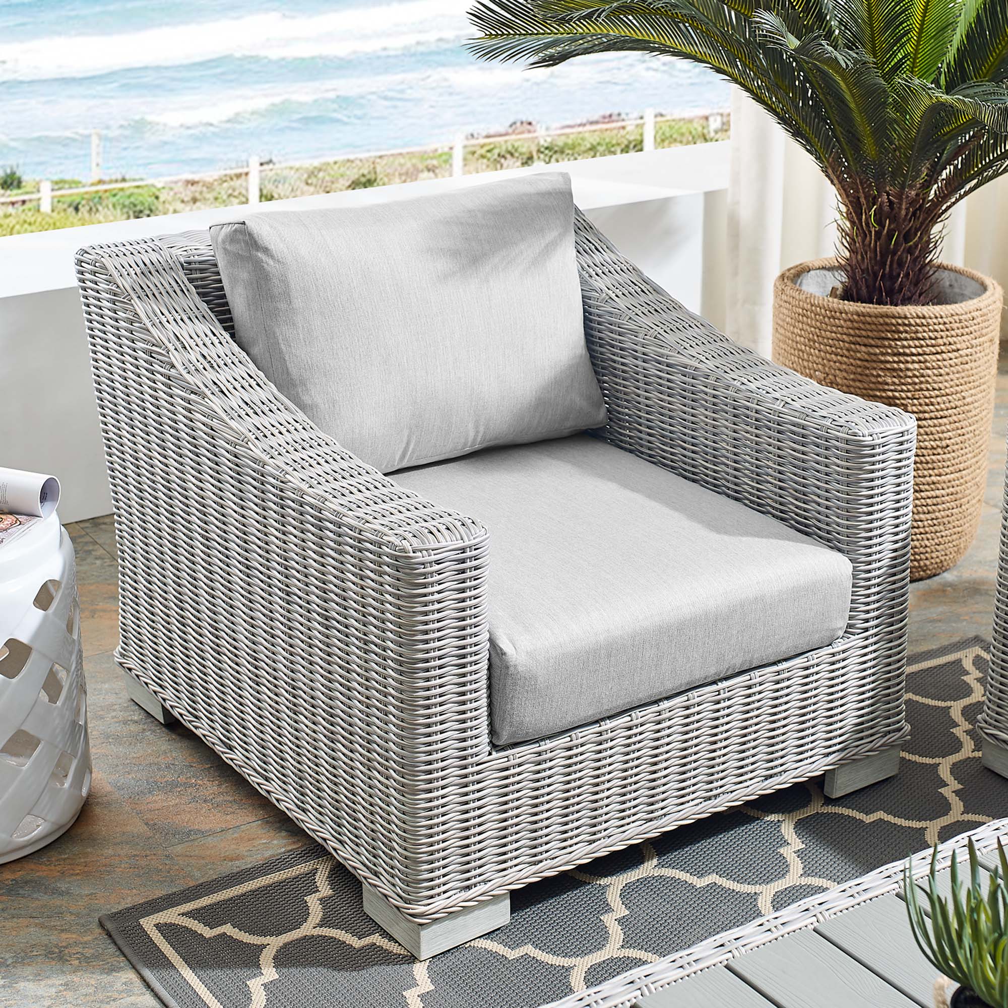 Modway Conway Sunbrella® Outdoor Patio Wicker Rattan Armchair