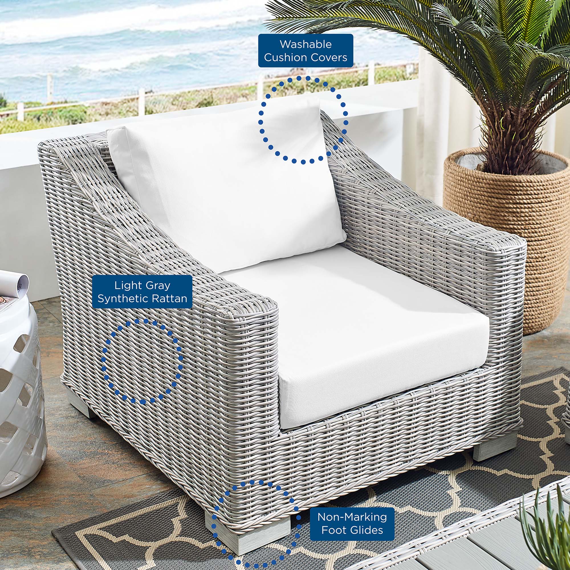 Modway Conway Sunbrella® Outdoor Patio Wicker Rattan Armchair