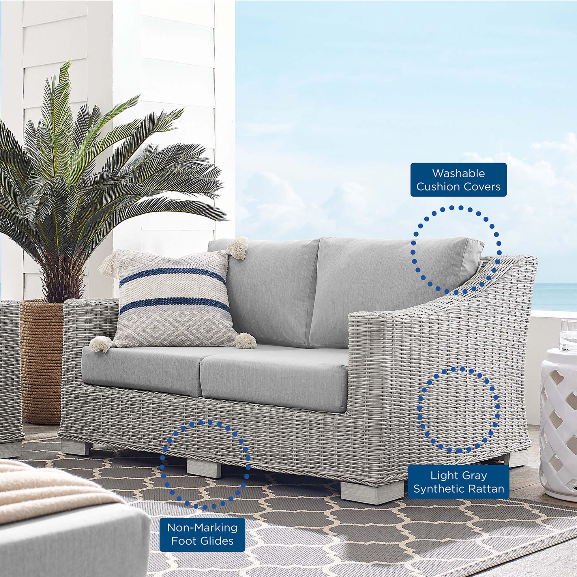 Modway Conway Sunbrella® Outdoor Patio Wicker Rattan Loveseat