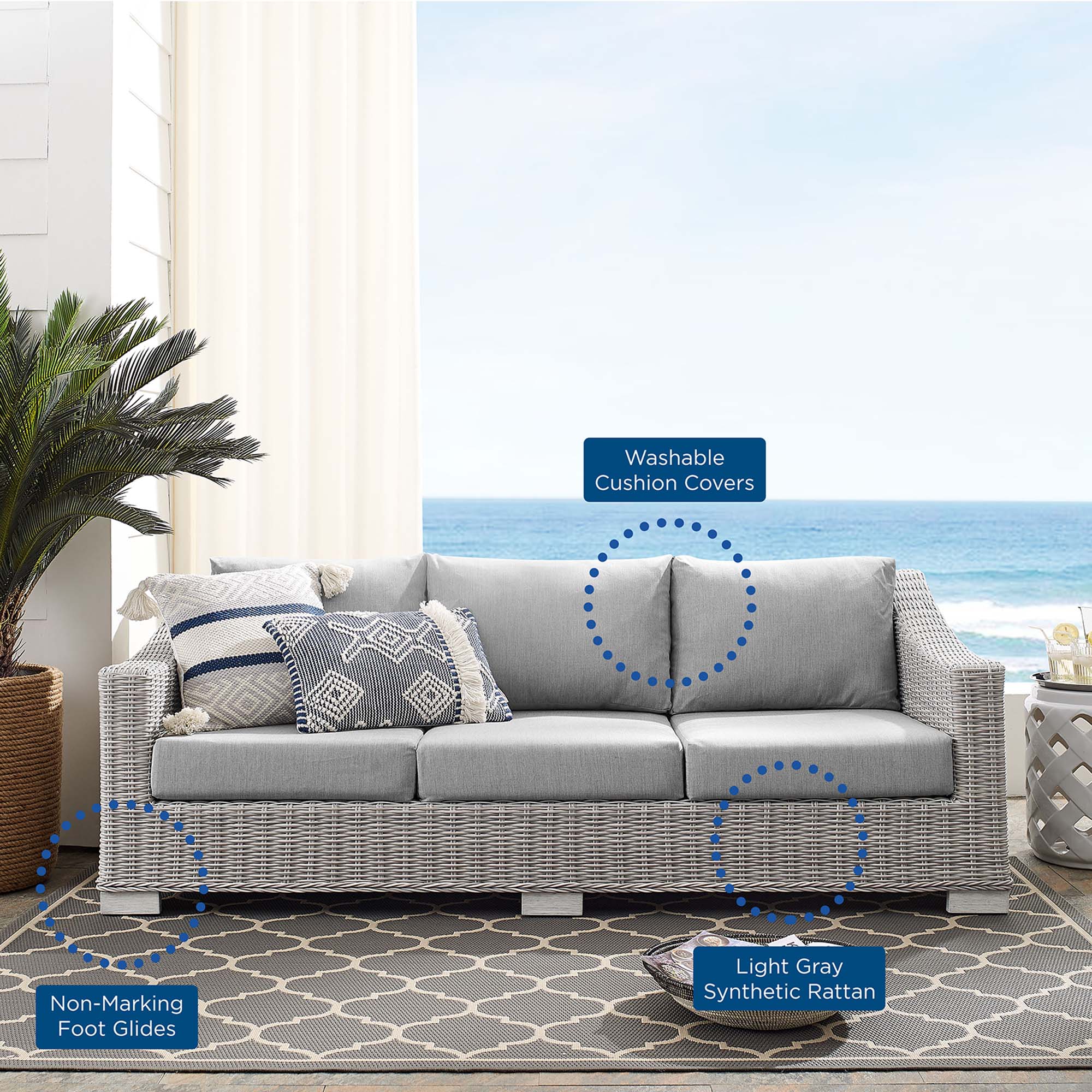 Modway Conway Sunbrella® Outdoor Patio Wicker Rattan Sofa