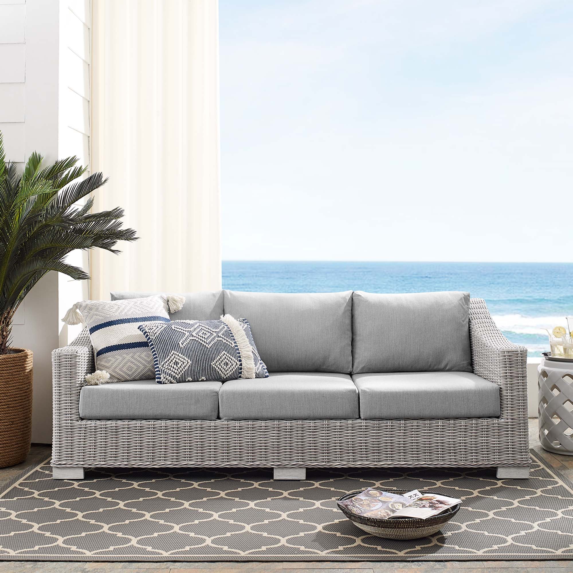 Modway Conway Sunbrella® Outdoor Patio Wicker Rattan Sofa