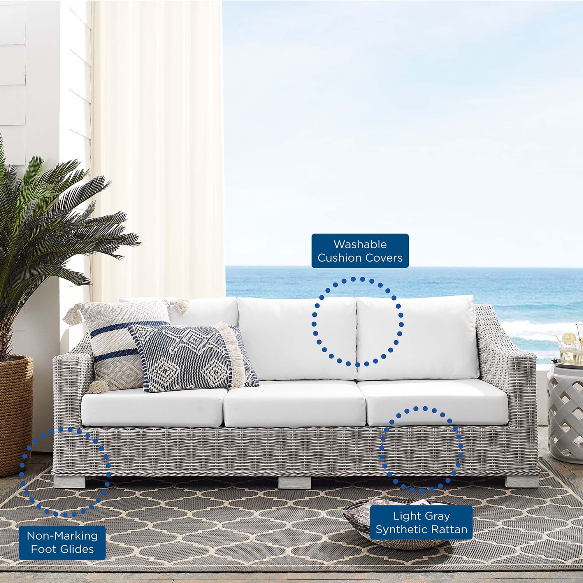 Modway Conway Sunbrella® Outdoor Patio Wicker Rattan Sofa