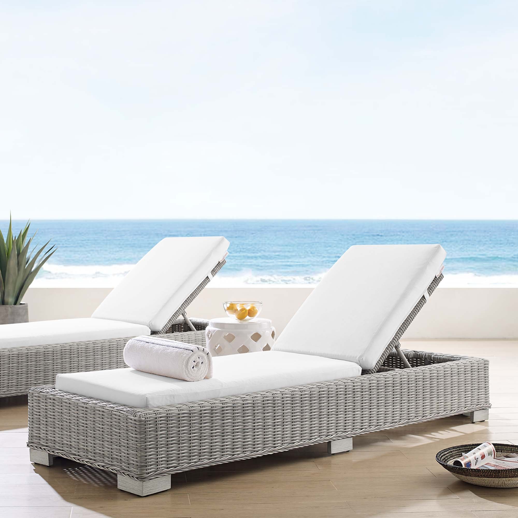 Modway Conway Sunbrella® Outdoor Patio Wicker Rattan Chaise Lounge