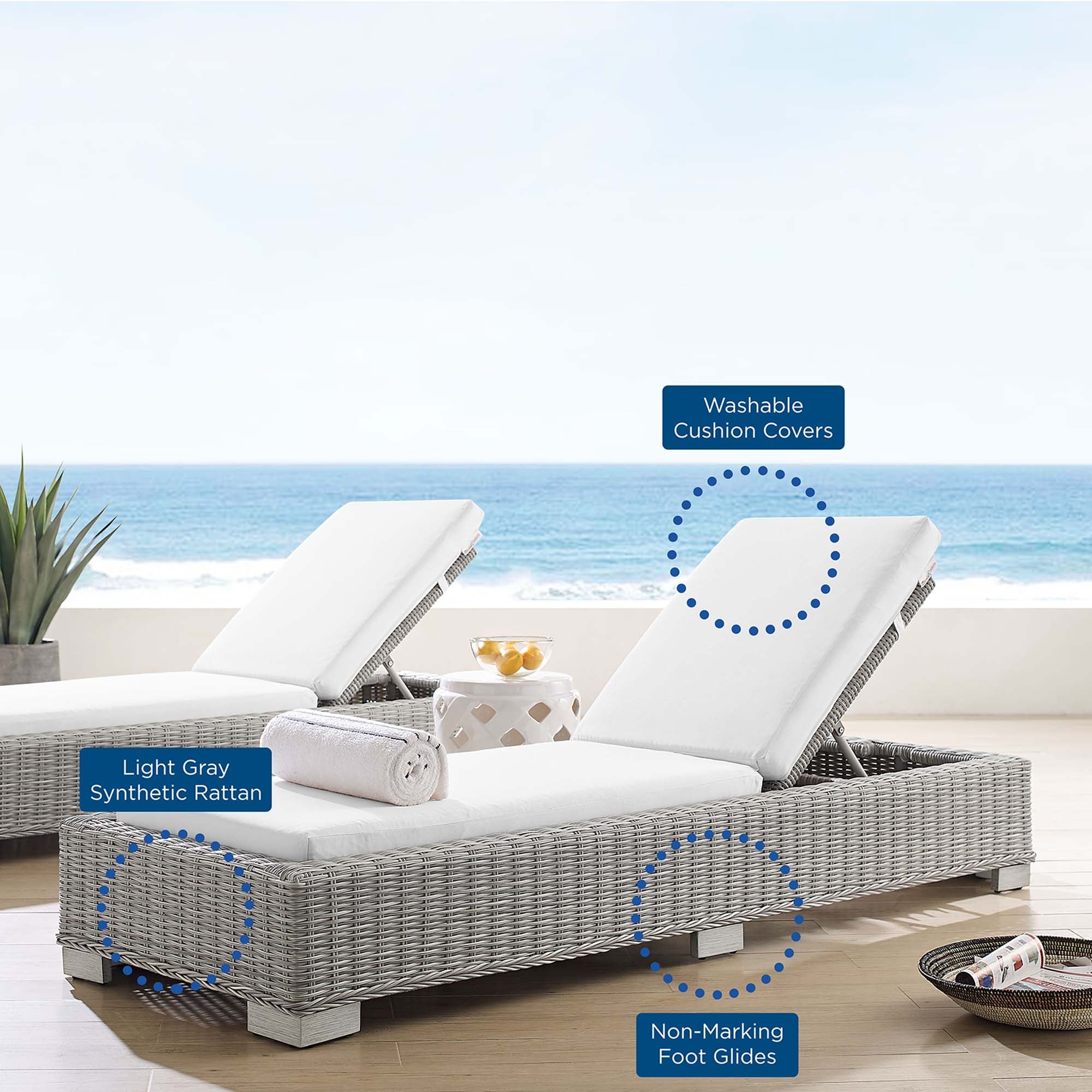 Modway Conway Sunbrella® Outdoor Patio Wicker Rattan Chaise Lounge