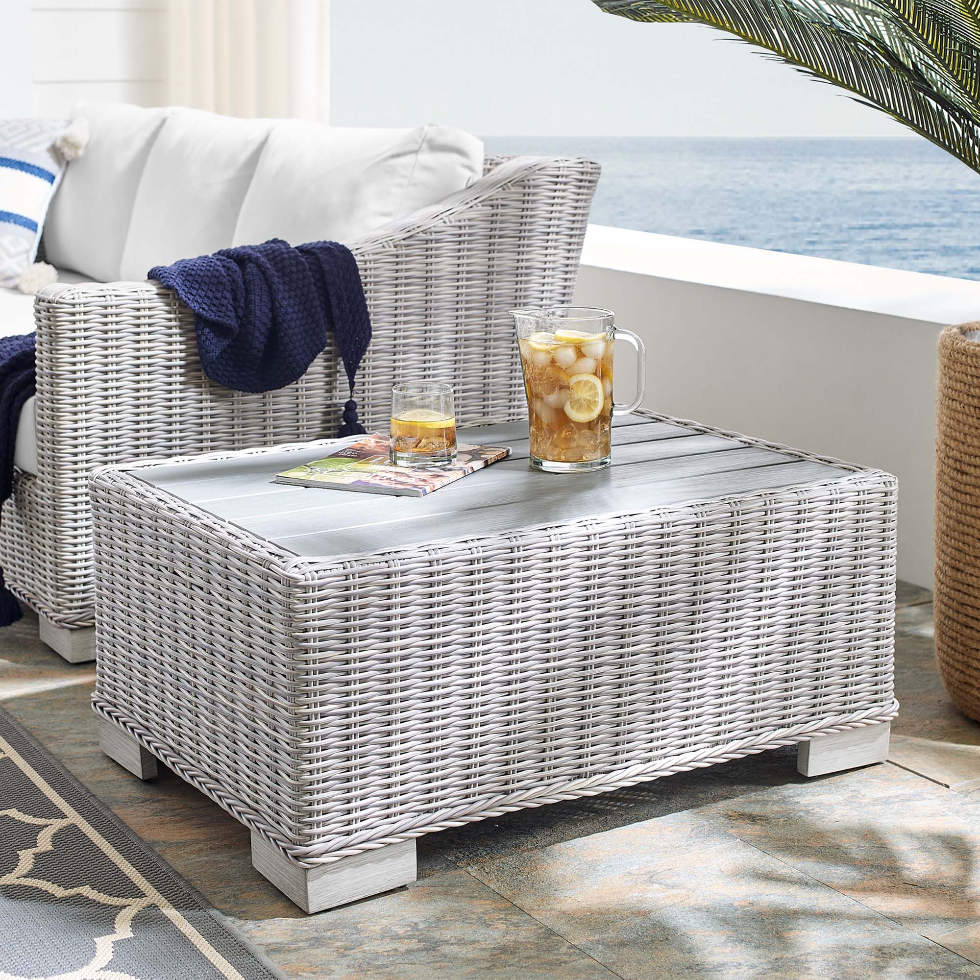 Modway Conway 32" Outdoor Patio Wicker Rattan Coffee Table