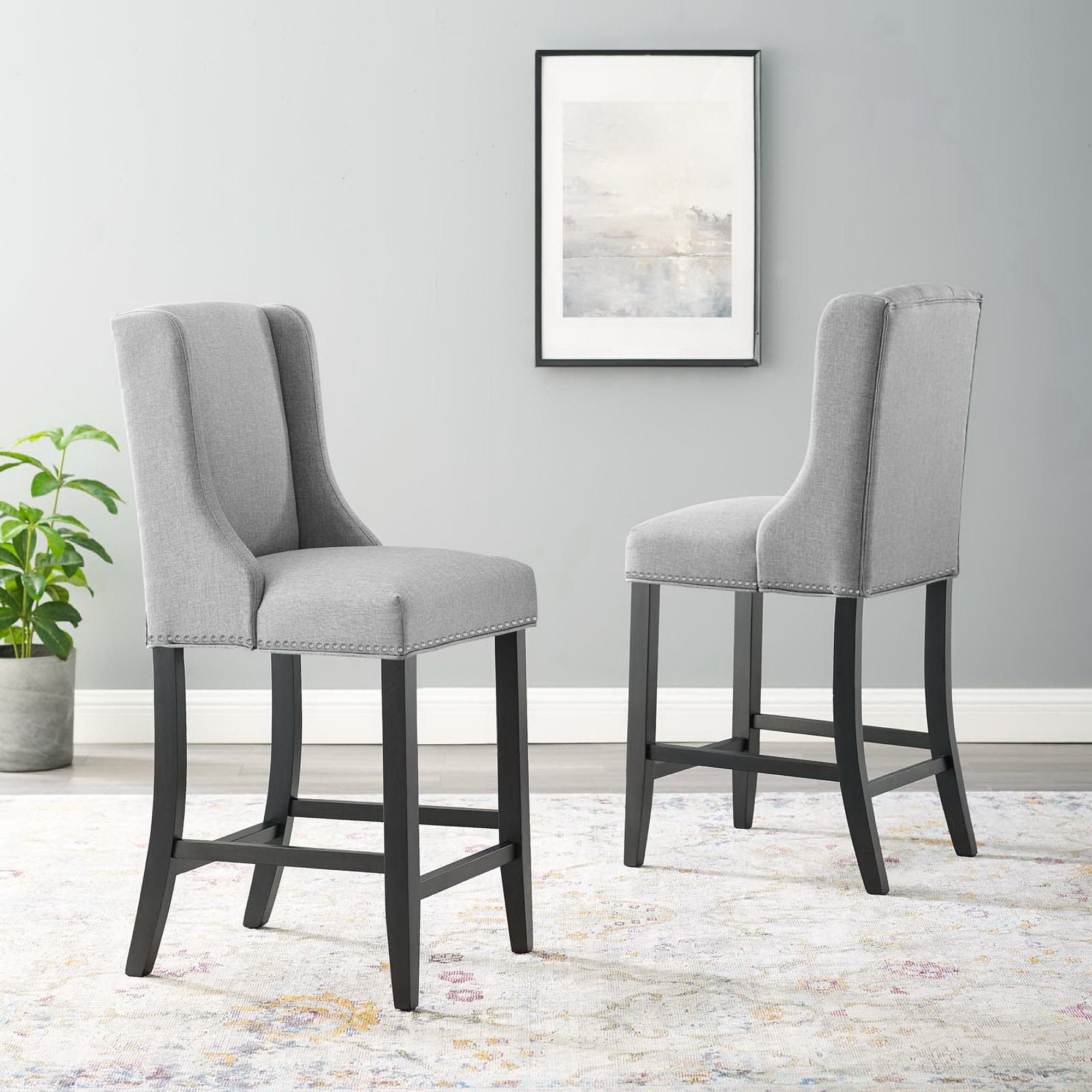 Modway Baron Upholstered Fabric Counter Stool Set of 2