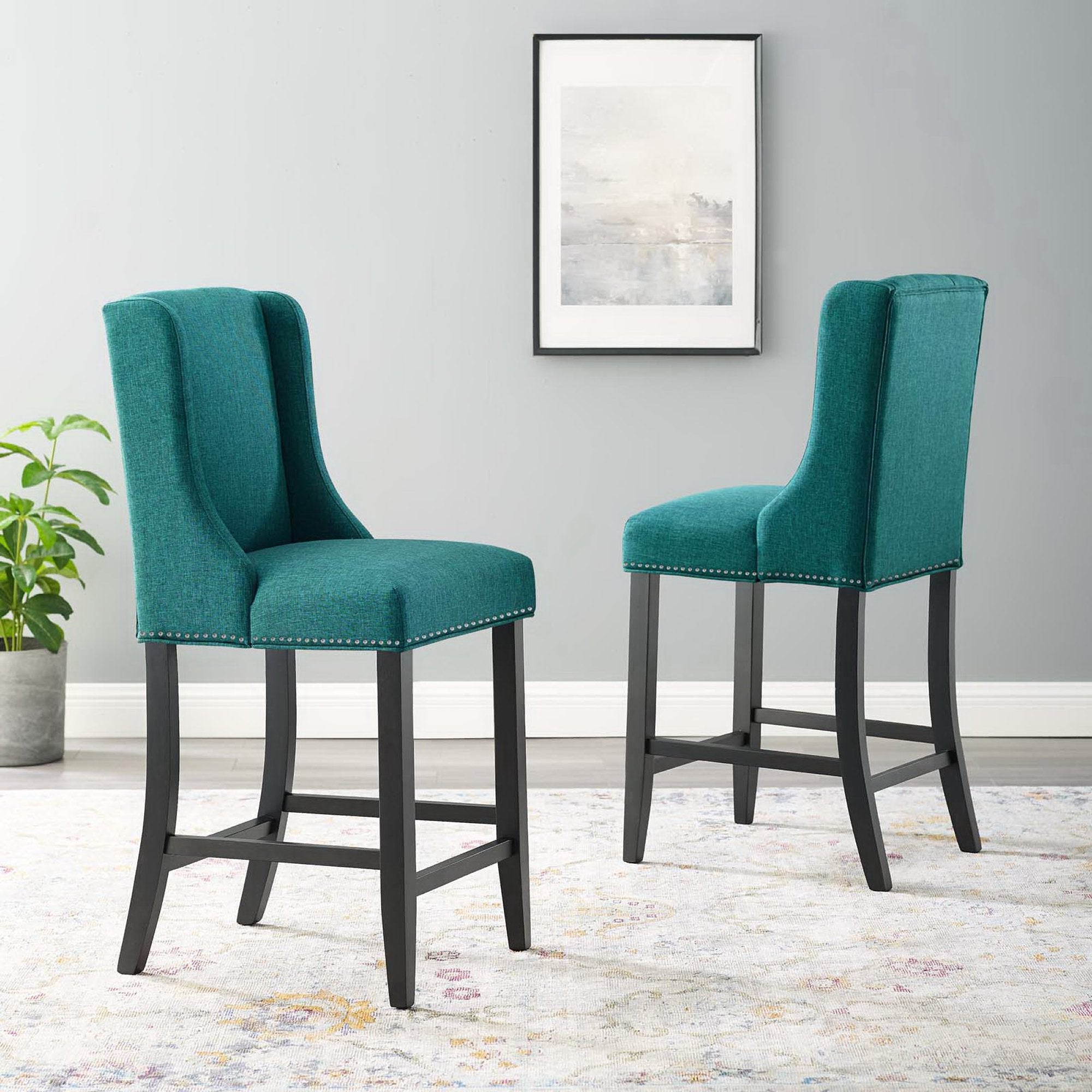 Modway Baron Upholstered Fabric Counter Stool Set of 2