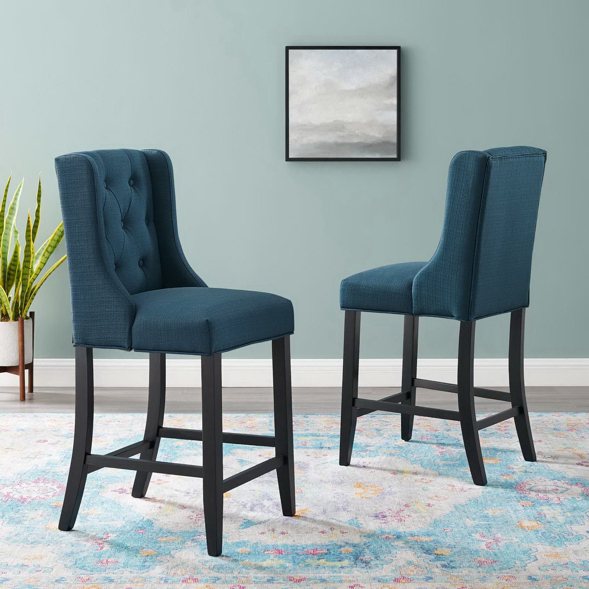 Modway Baronet Upholstered Fabric Counter Bar Stool Set of 2