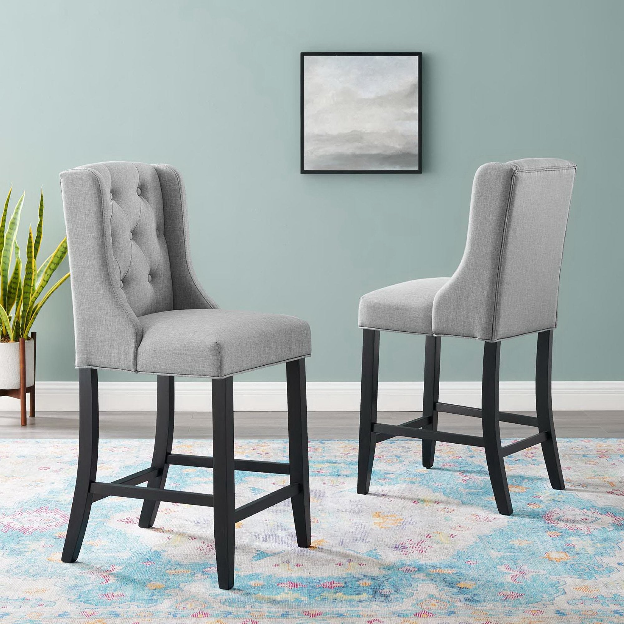 Modway Baronet Upholstered Fabric Counter Bar Stool Set of 2