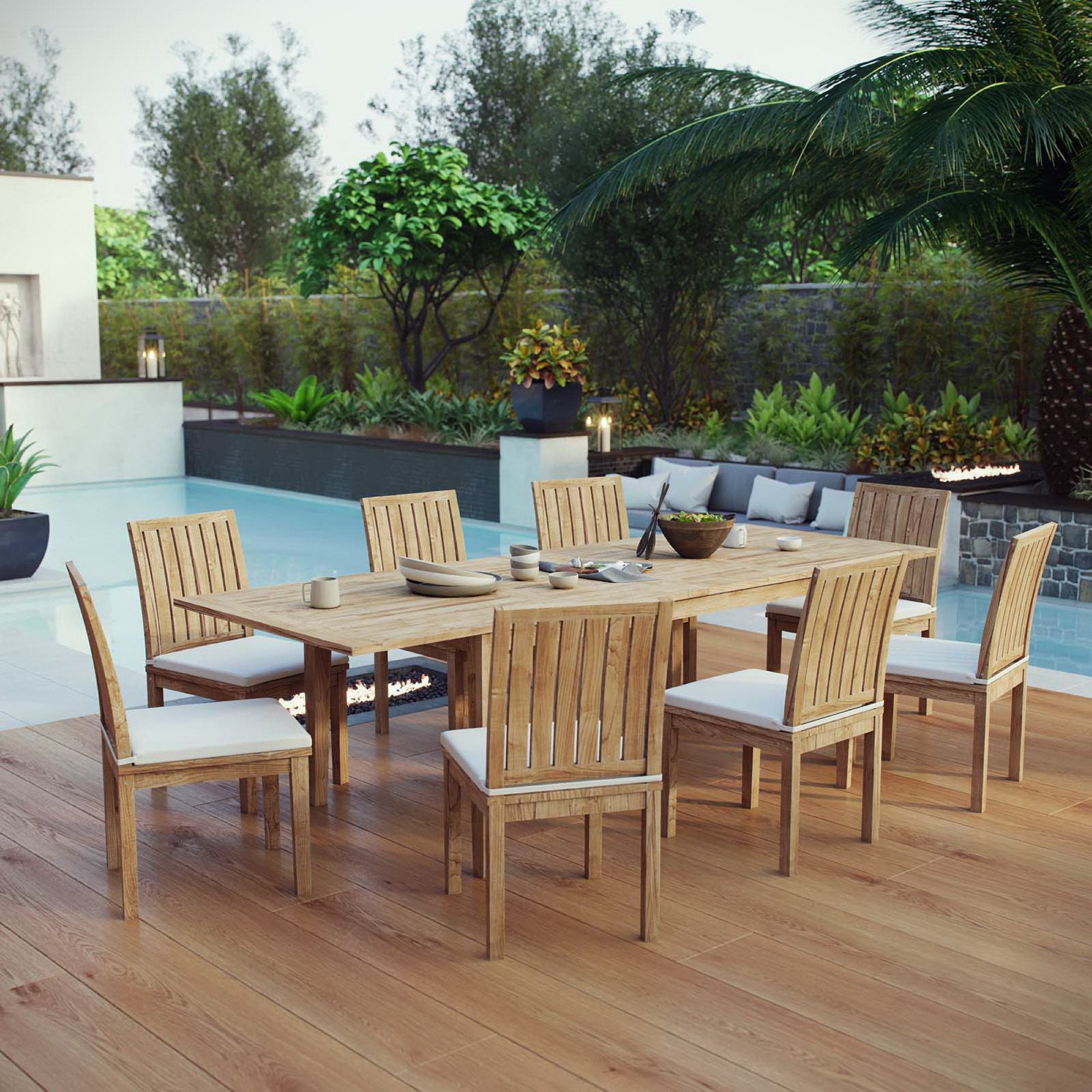 Modway Marina 9 Piece Outdoor Patio Teak Dining Set