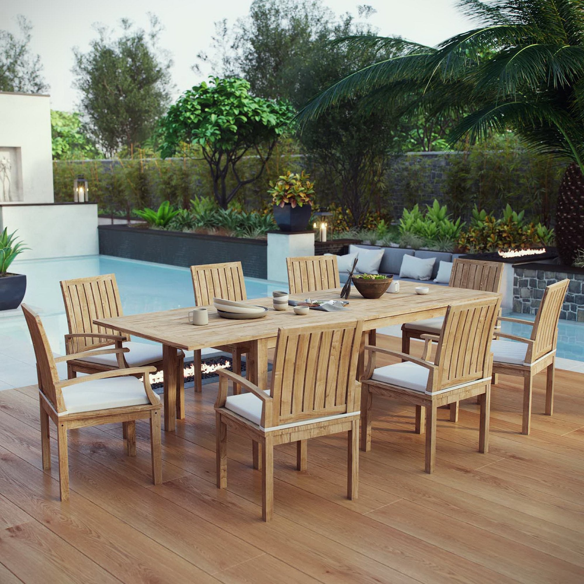 Modway Marina 9 Piece Outdoor Patio Teak Dining Set