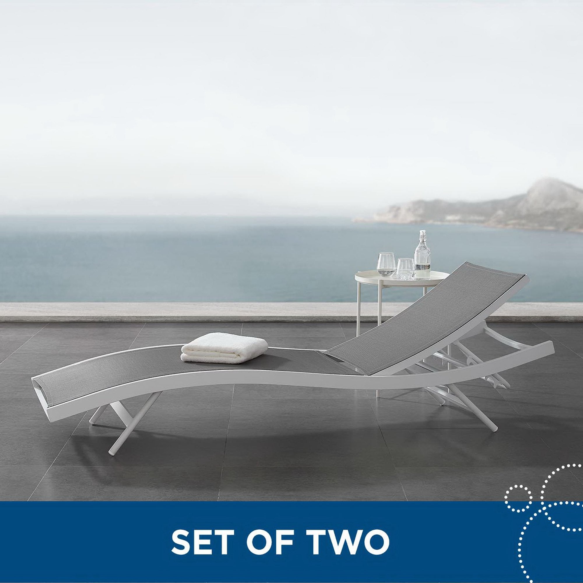 Modway Glimpse Outdoor Patio Mesh Chaise Lounge Set of 2