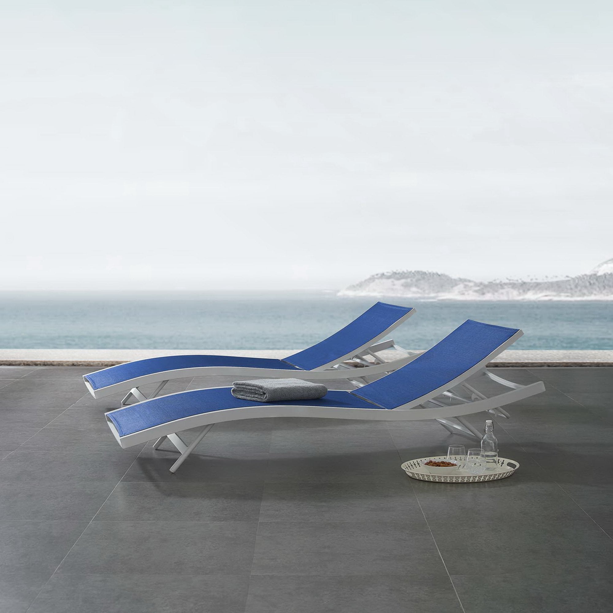 Modway Glimpse Outdoor Patio Mesh Chaise Lounge Set of 2