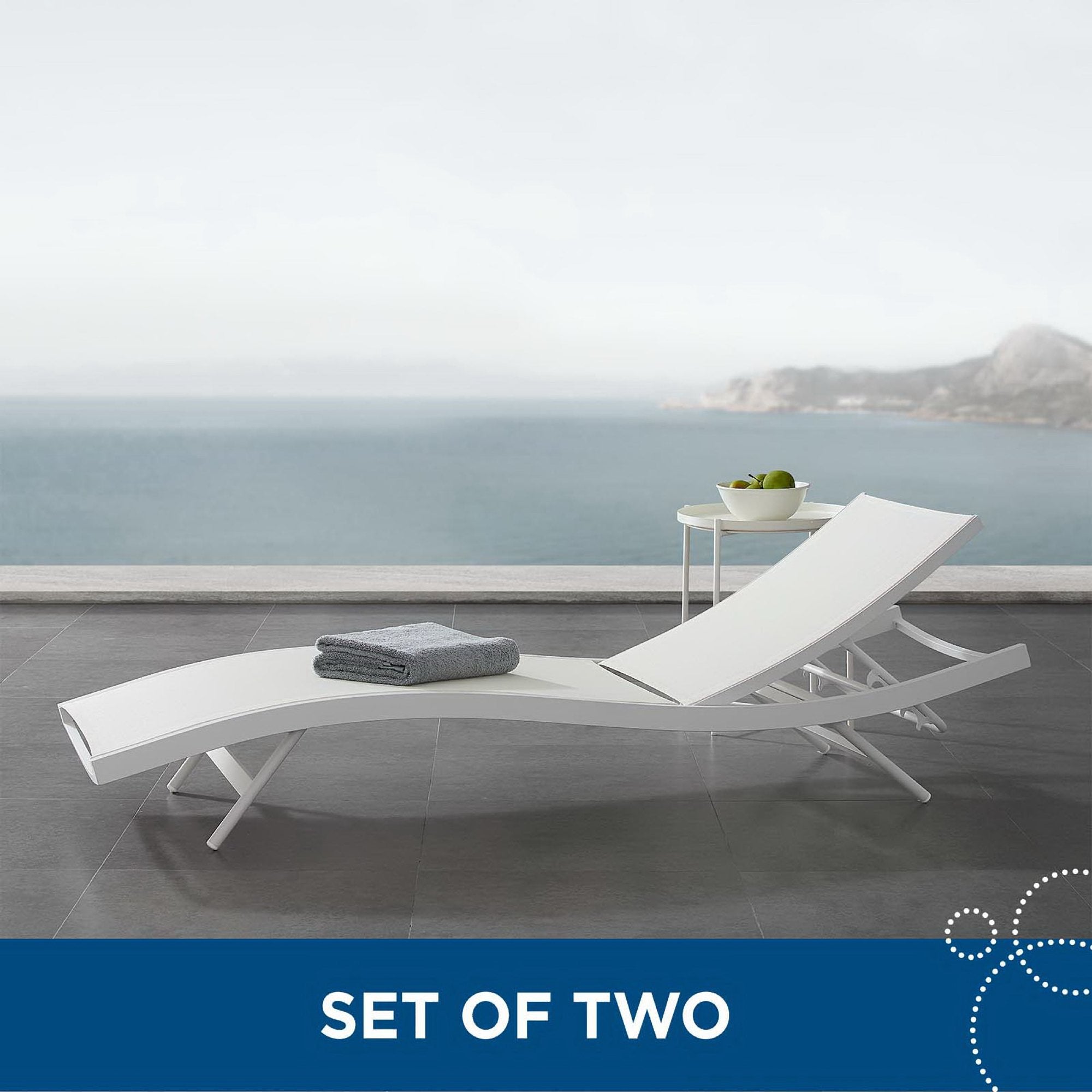 Modway Glimpse Outdoor Patio Mesh Chaise Lounge Set of 2