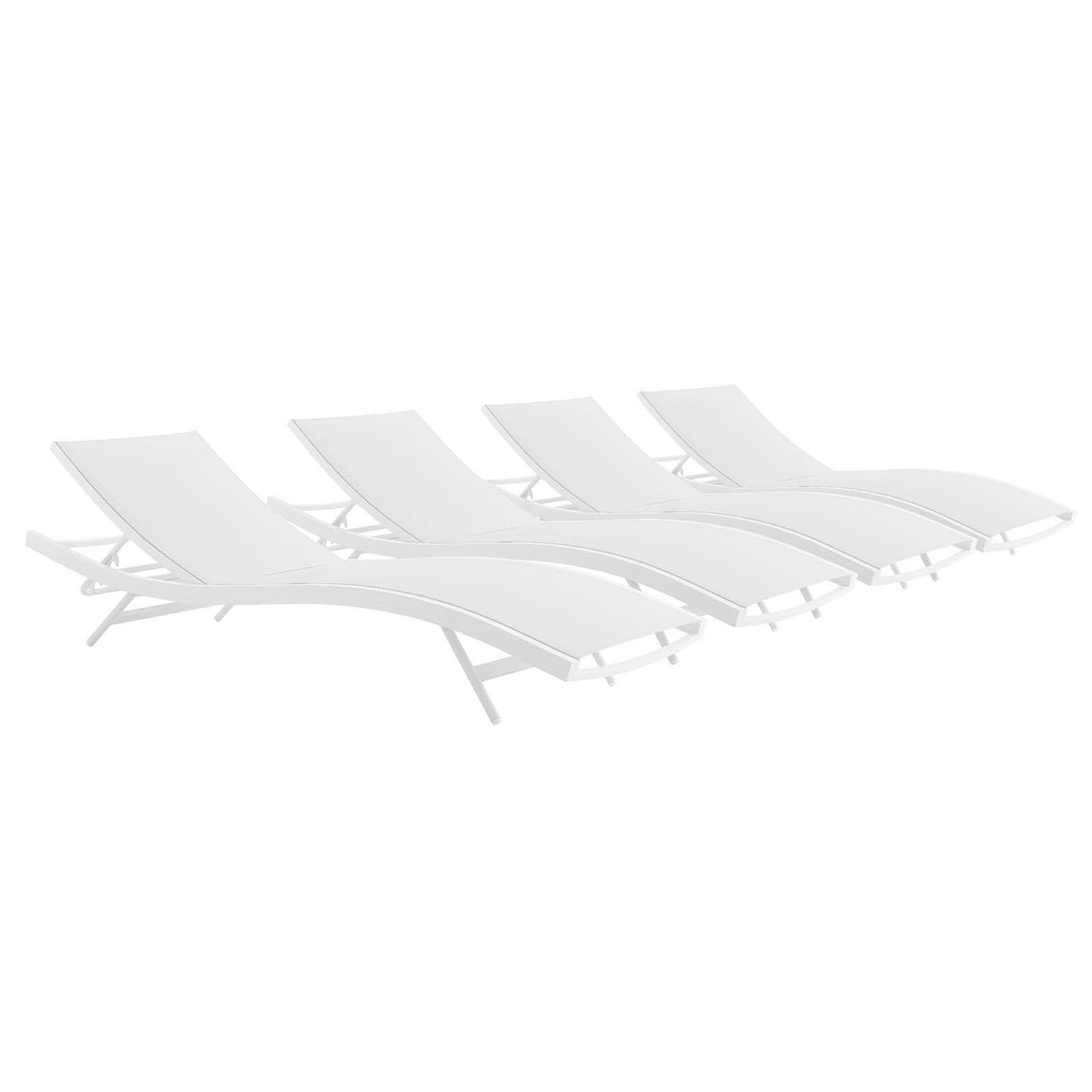 Modway Glimpse Outdoor Patio Mesh Chaise Lounge Set of 4