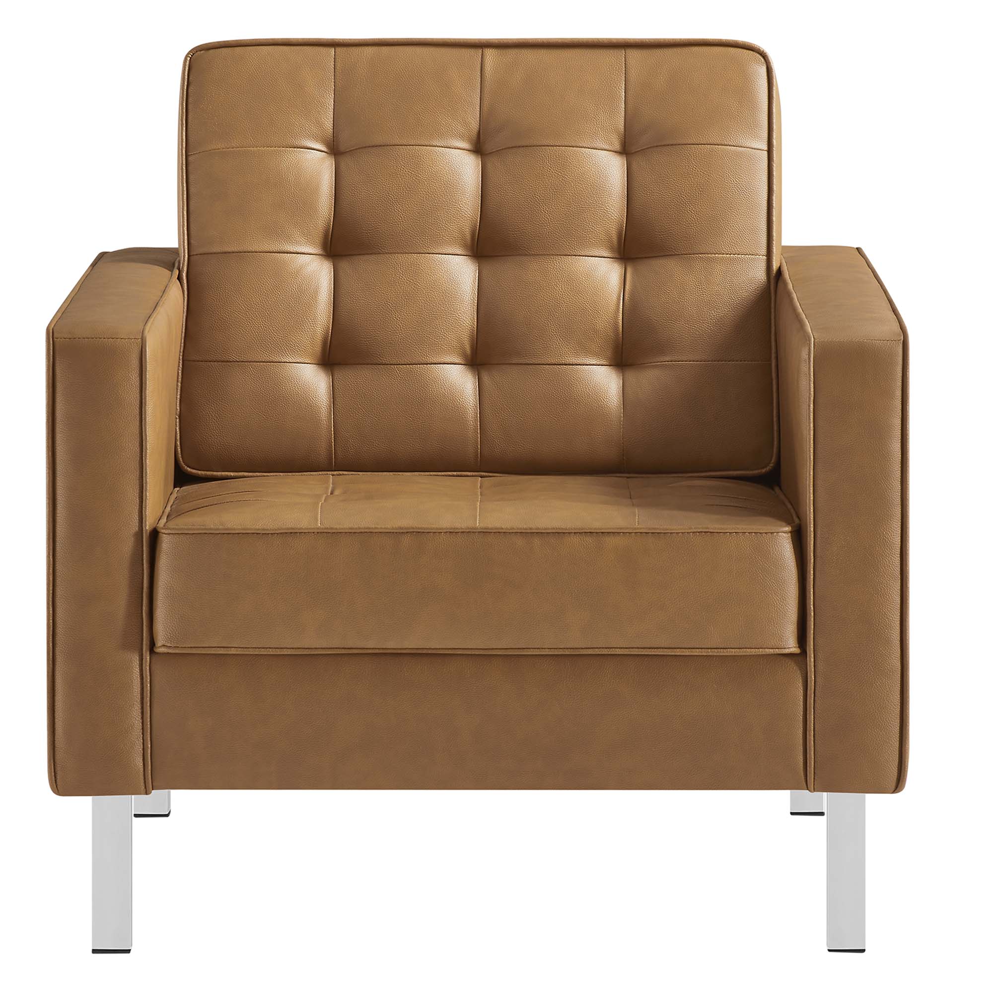 Modway Loft Tufted Vegan Leather Armchairs Set of 2