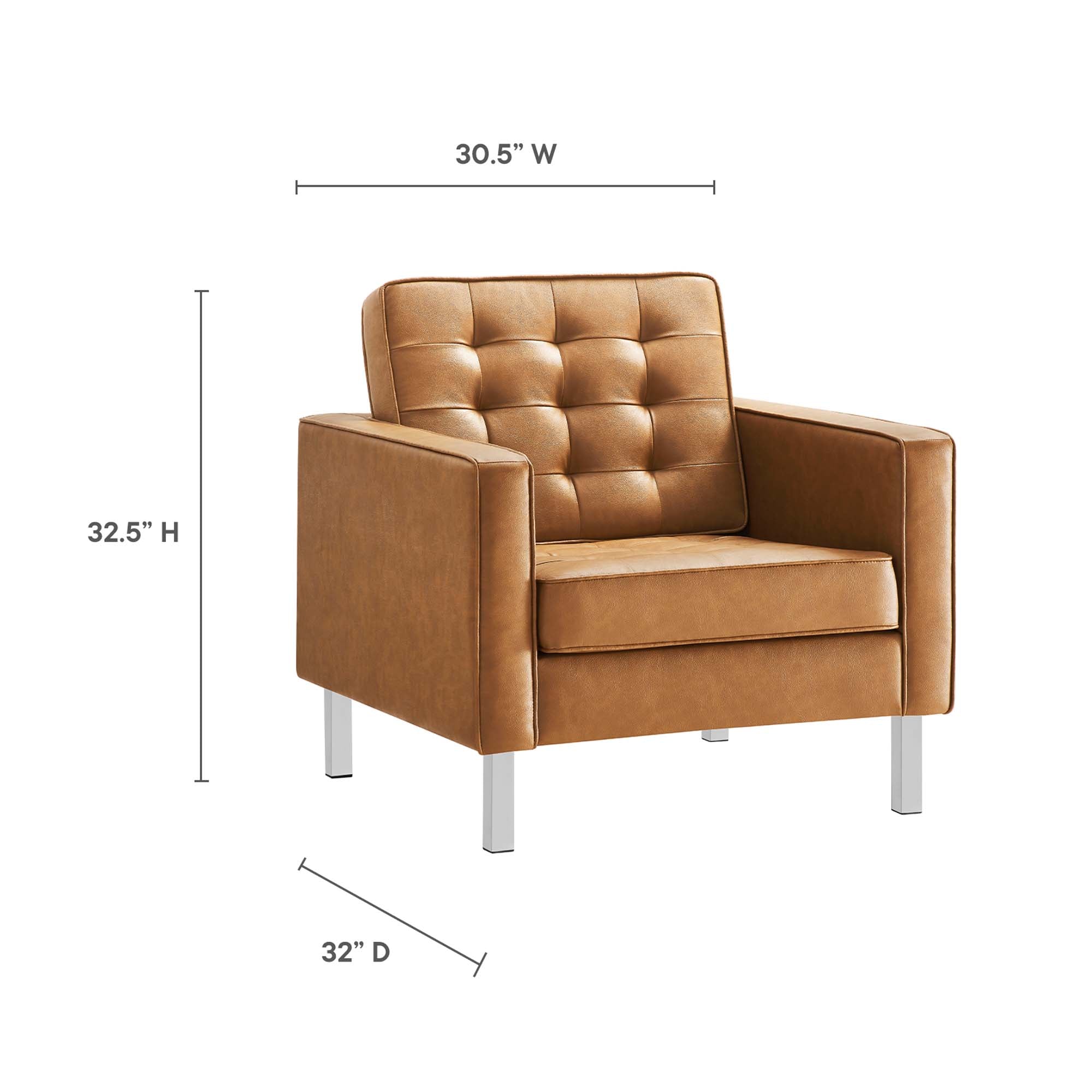Modway Loft Tufted Vegan Leather Armchairs Set of 2