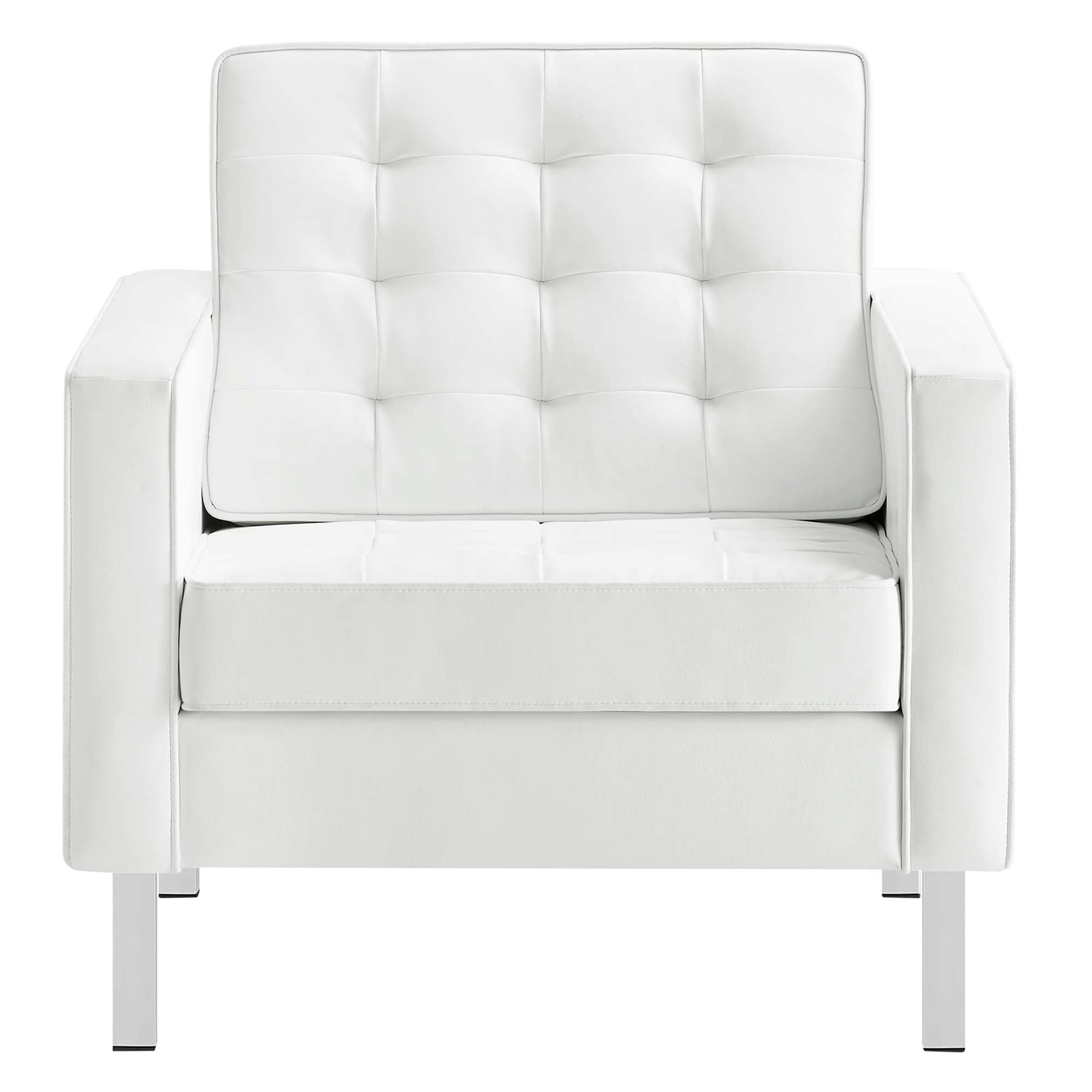 Modway Loft Tufted Vegan Leather Armchairs Set of 2