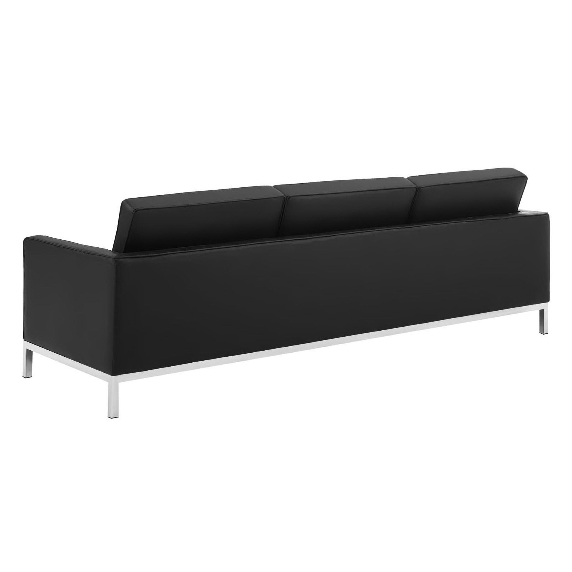 Modway Loft Tufted Upholstered Faux Leather Sofa and Armchair Set