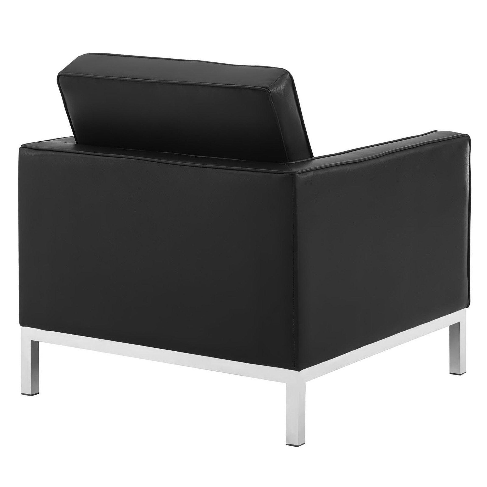 Modway Loft Tufted Upholstered Faux Leather Sofa and Armchair Set