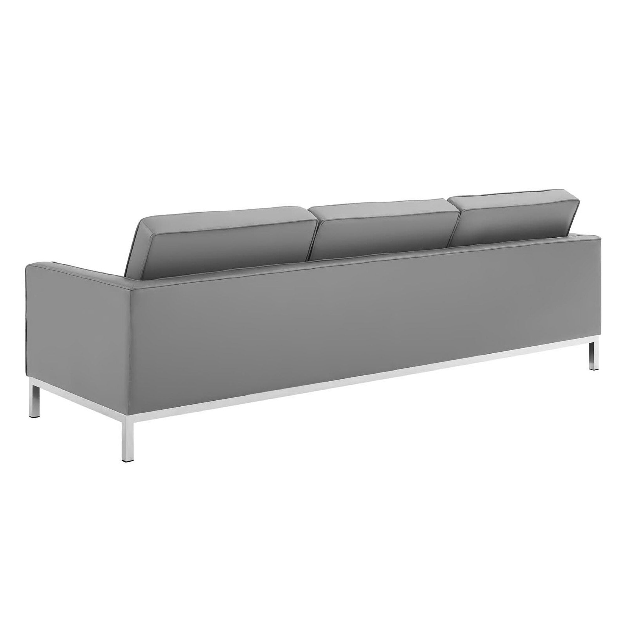 Modway Loft Tufted Upholstered Faux Leather Sofa and Armchair Set
