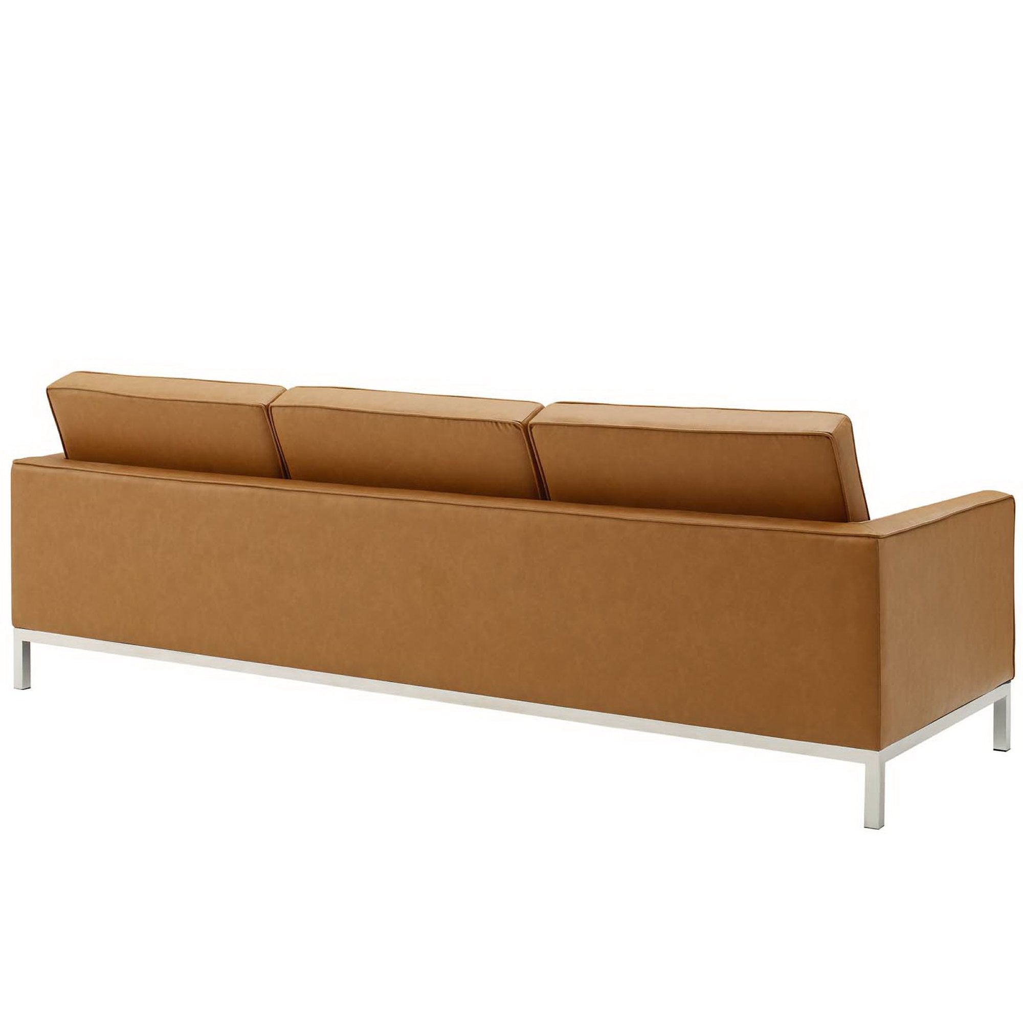 Modway Loft Tufted Upholstered Faux Leather Sofa and Armchair Set