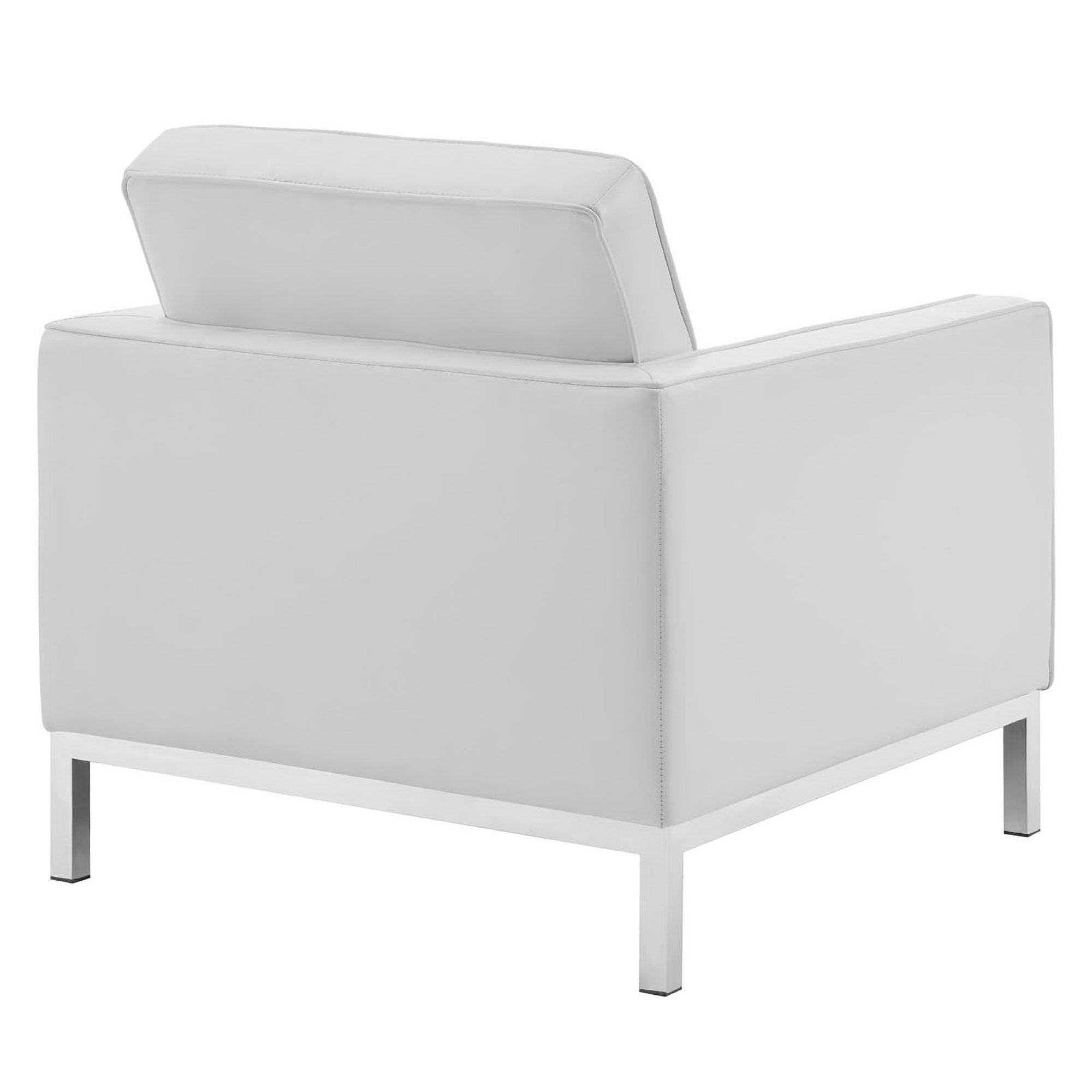 Modway Loft Tufted Upholstered Faux Leather Sofa and Armchair Set
