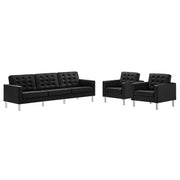 Modway Loft 3-Piece Tufted Vegan Leather Furniture Set