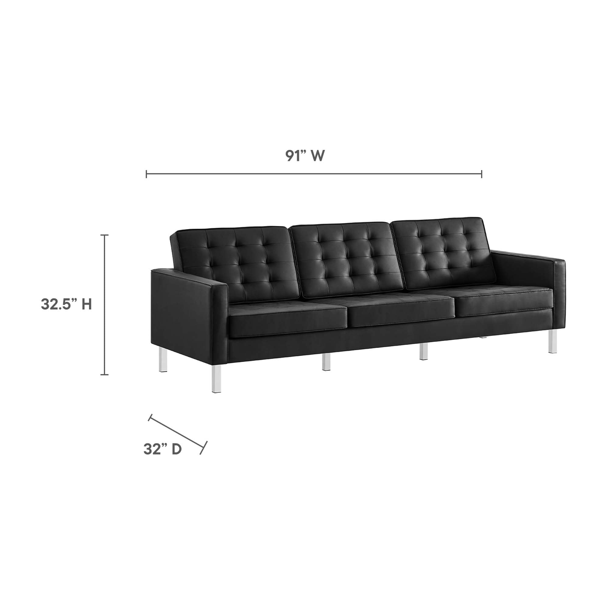 Modway Loft 2-Piece Tufted Vegan Leather Furniture Set