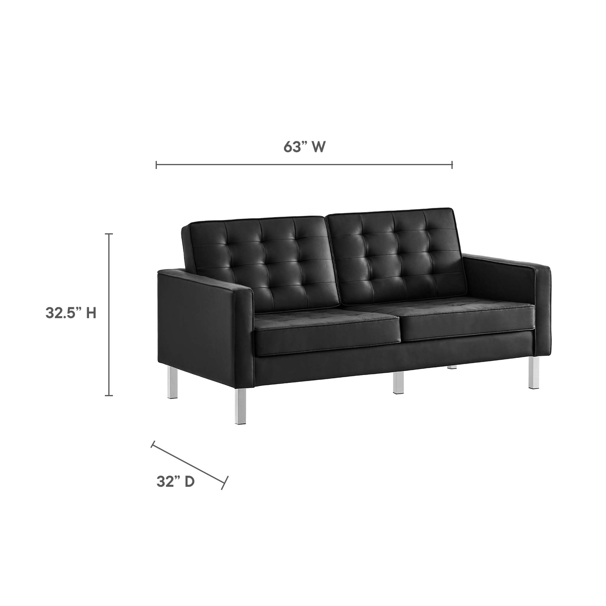 Modway Loft 2-Piece Tufted Vegan Leather Furniture Set