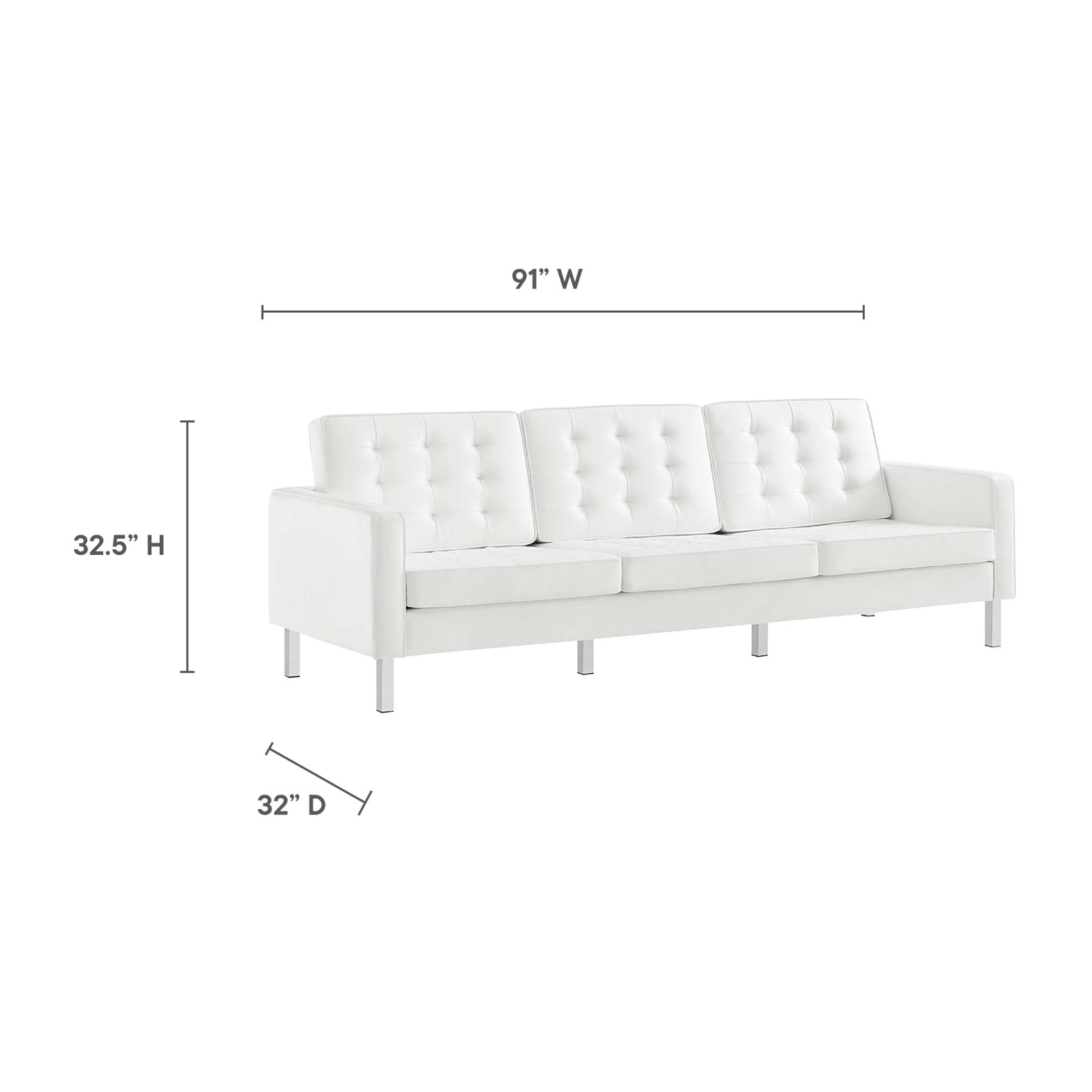 Modway Loft 2-Piece Tufted Vegan Leather Furniture Set