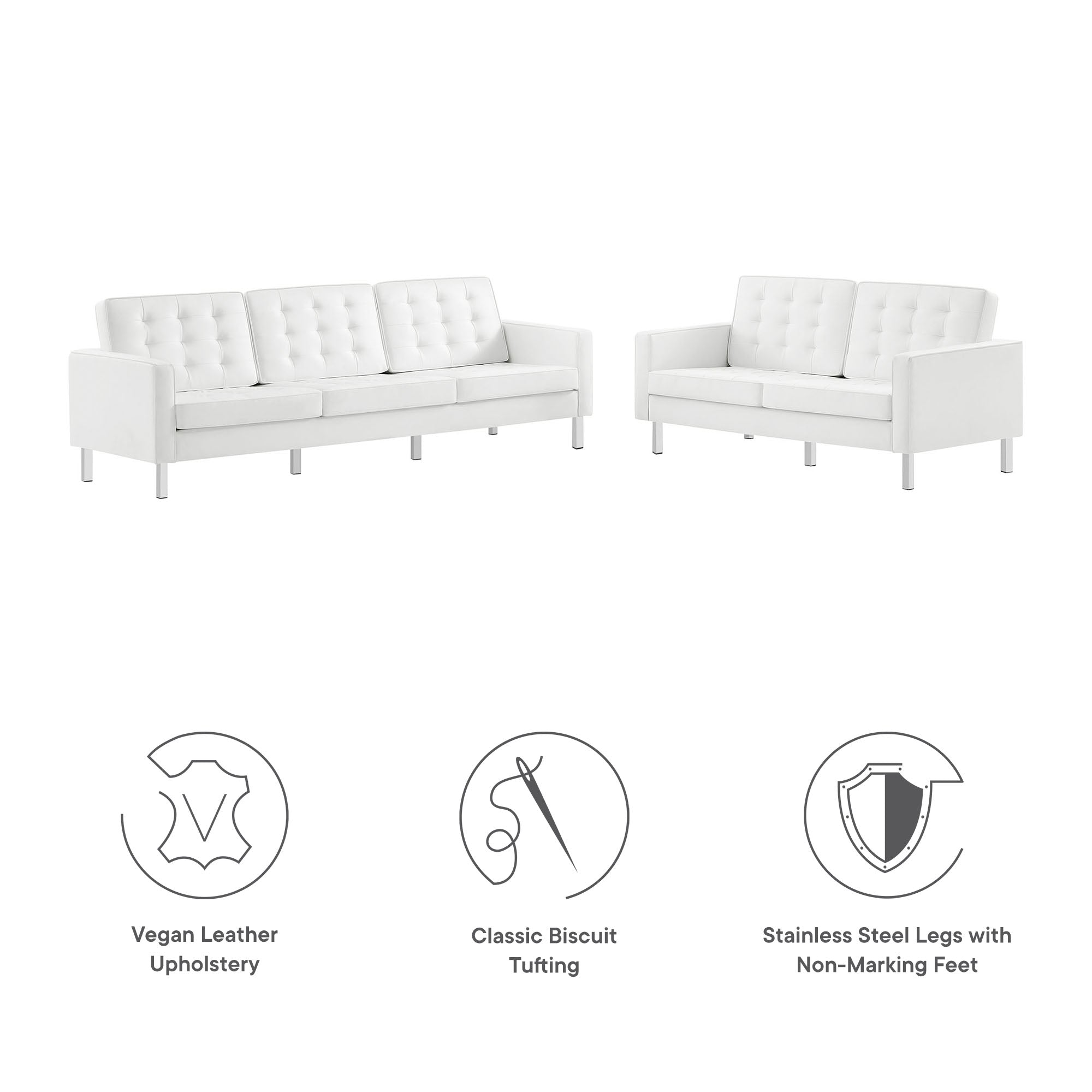 Modway Loft 2-Piece Tufted Vegan Leather Furniture Set
