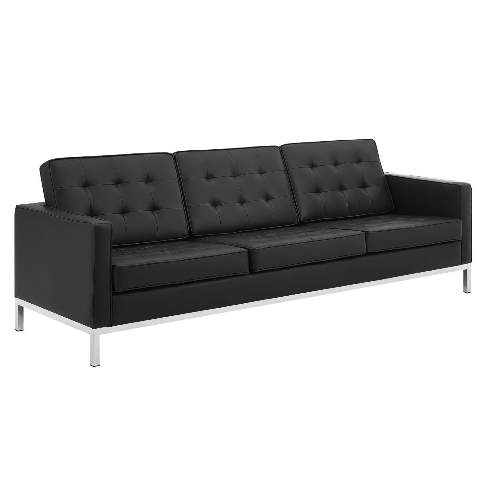 Modway Loft 3 Piece Tufted Upholstered Faux Leather Set