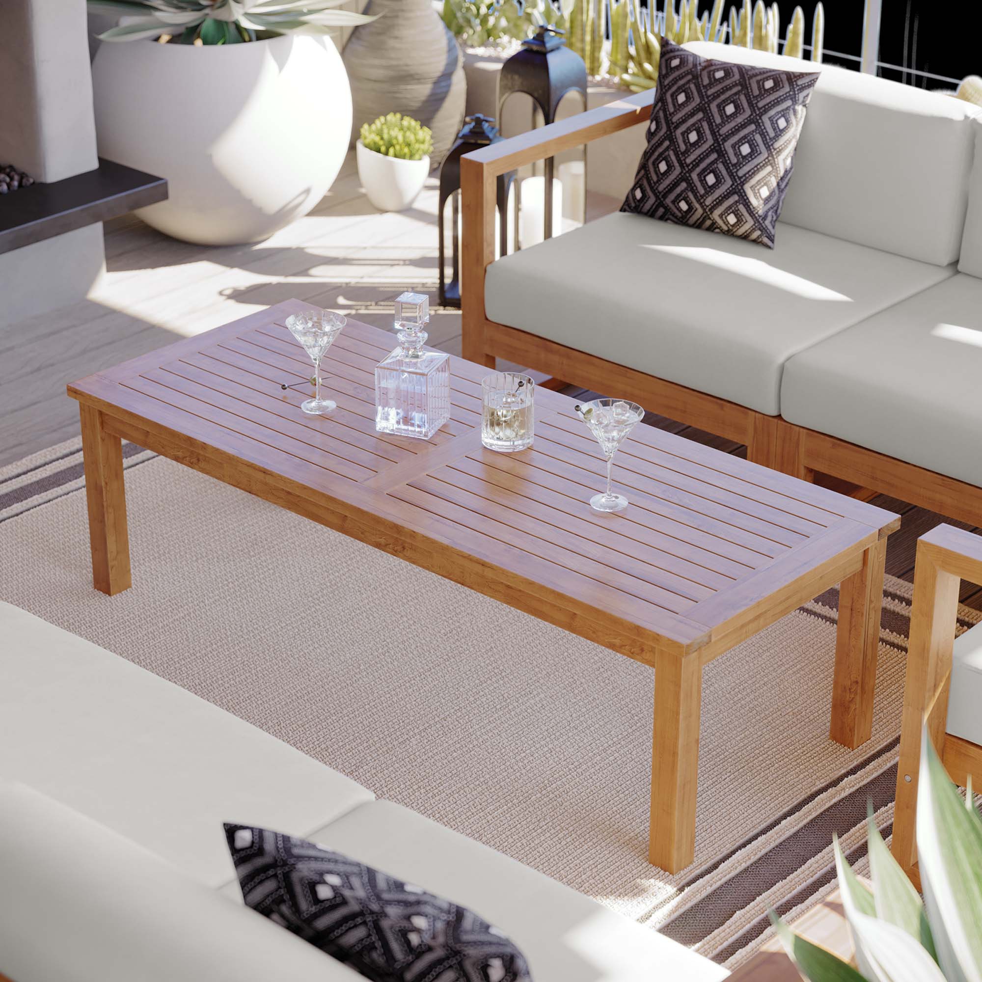 Modway Upland Outdoor Patio Teak Wood Coffee Table
